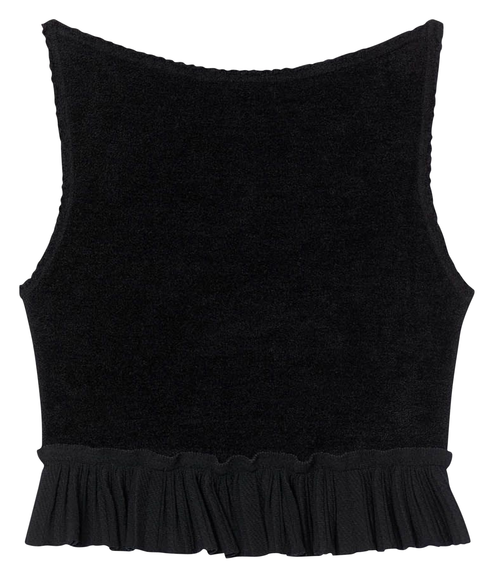 Top court droit col bateau Noir