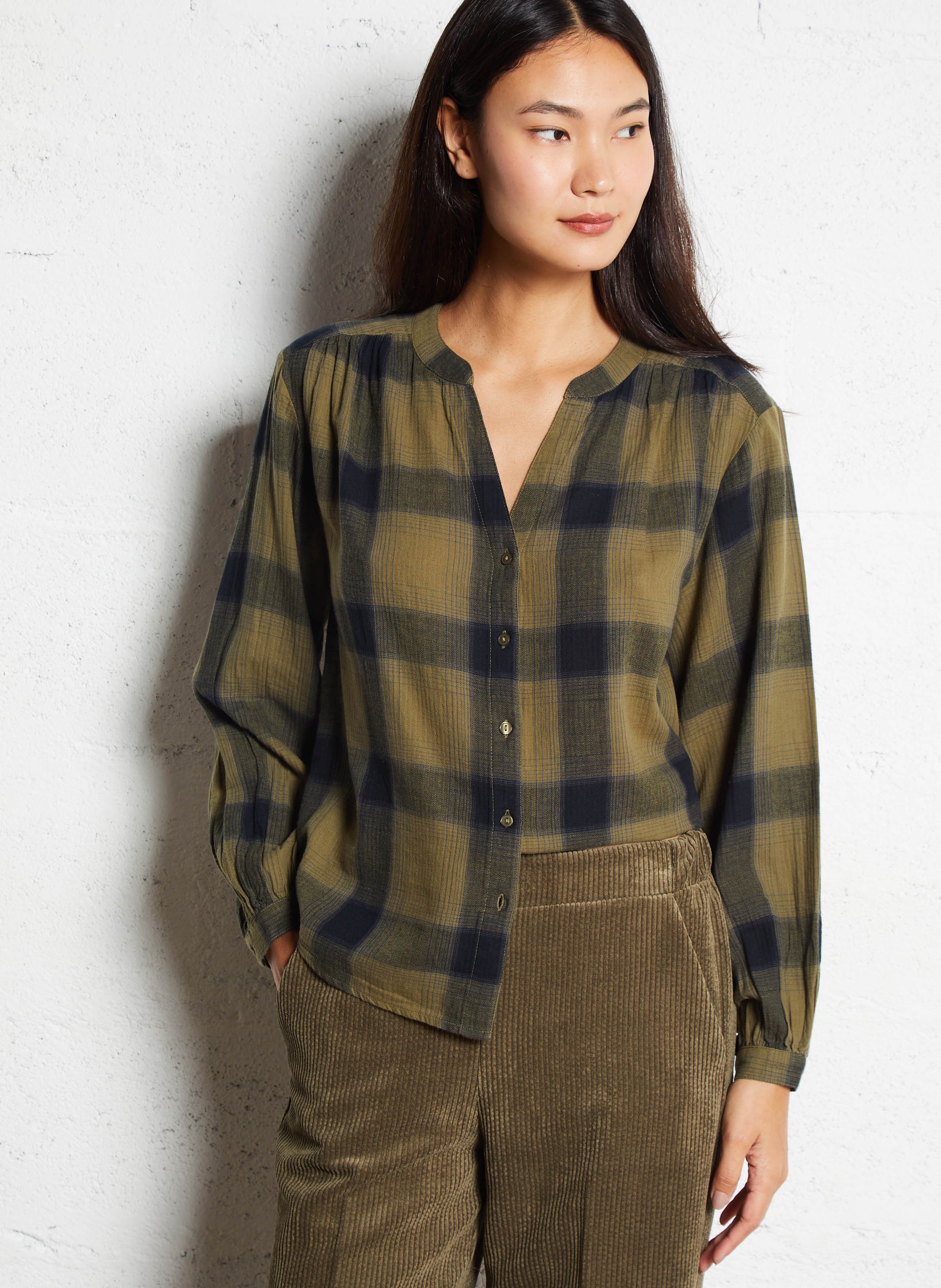 Chemise col v en coton samantha MAISON 123 Vert