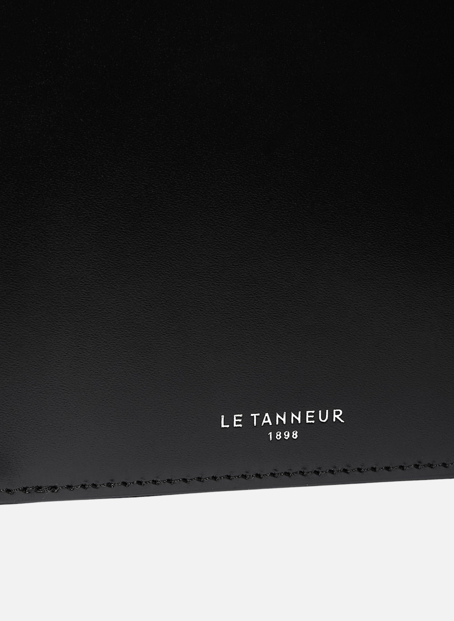 Porte cartes avec poche billets emile en cuir lisse effet box LE TANNEUR Noir