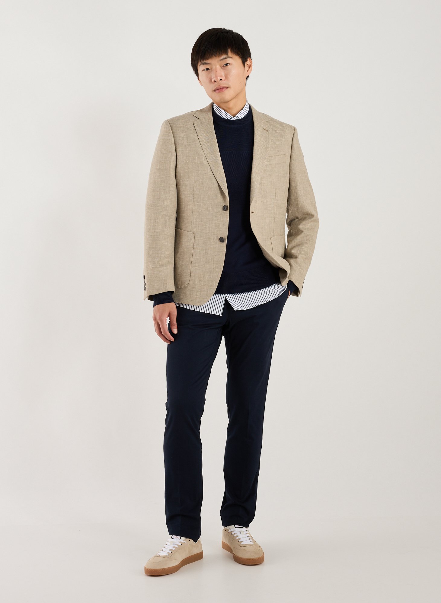 Round-neck T-shirt with velvet screen print HACKETT Beige