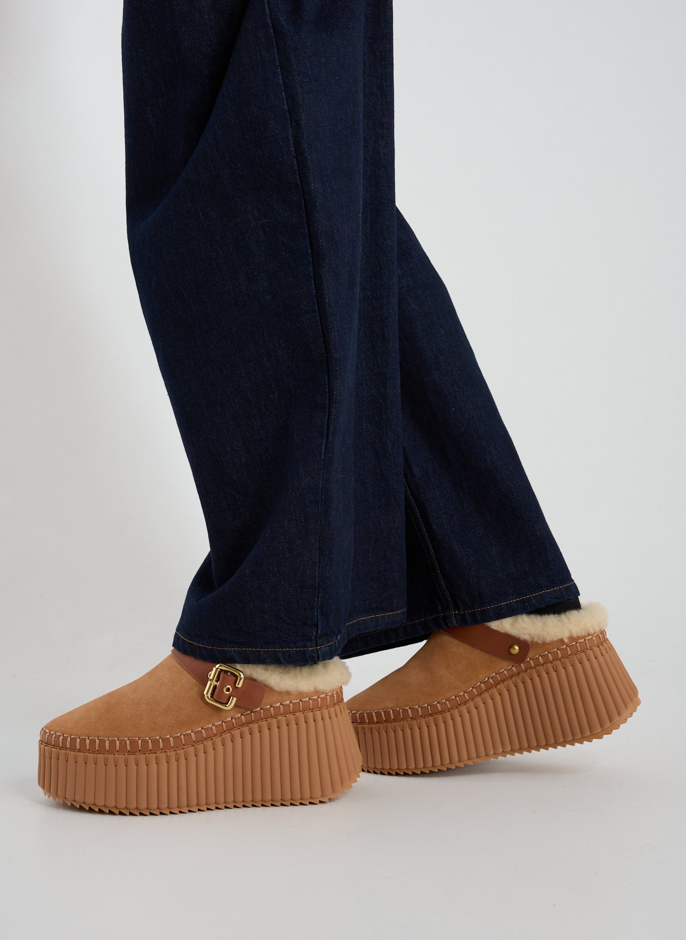 Boots compensées en cuir CHLOÉ Marron