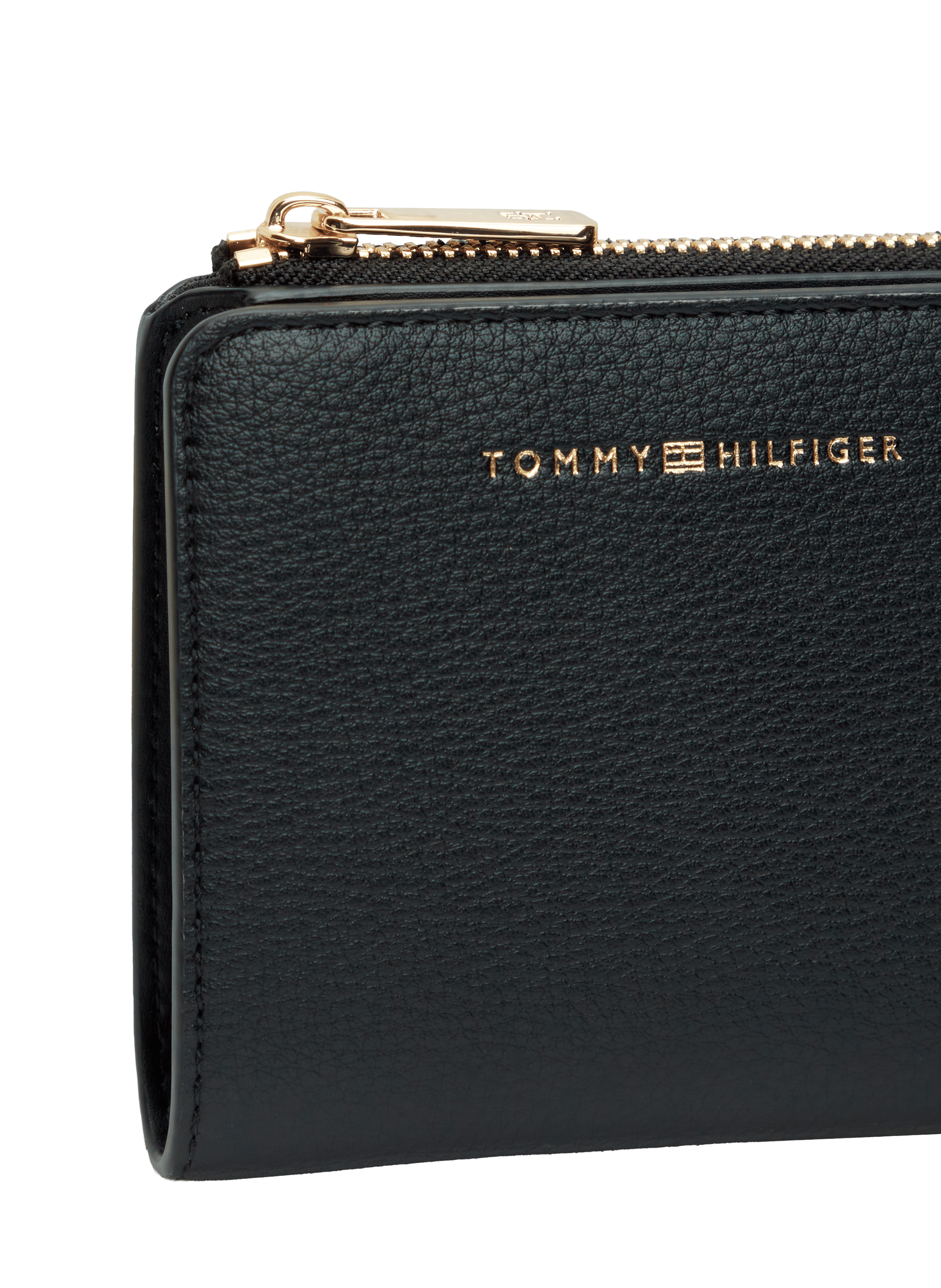 Portefeuille zippé à logo effet cuir TOMMY HILFIGER Noir