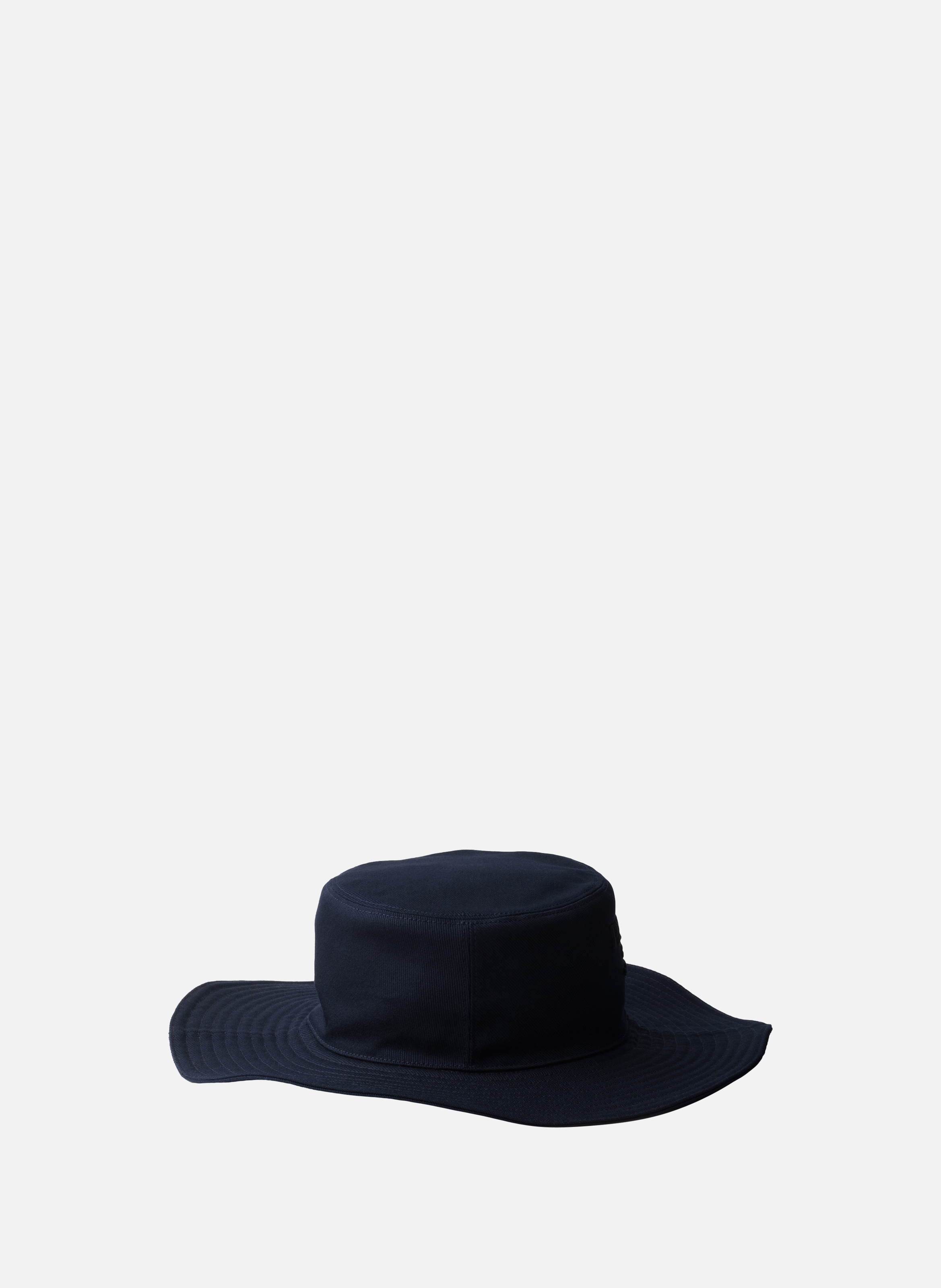 Chapeau à bord large en coton PRADA Bleu