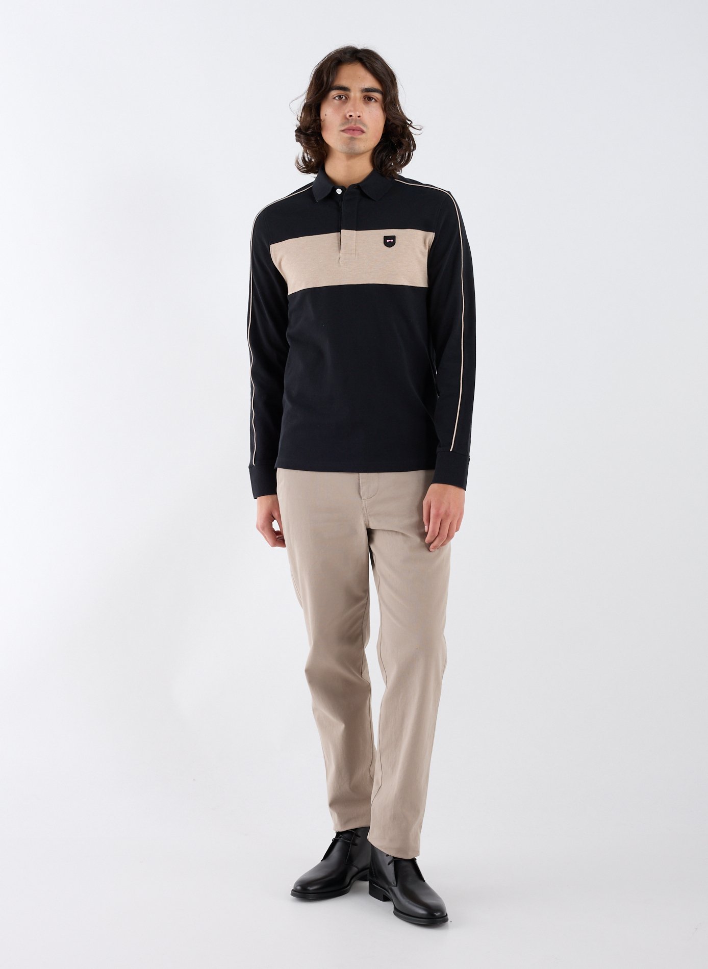 Long-sleeved polo shirt with logo EDEN PARK Black