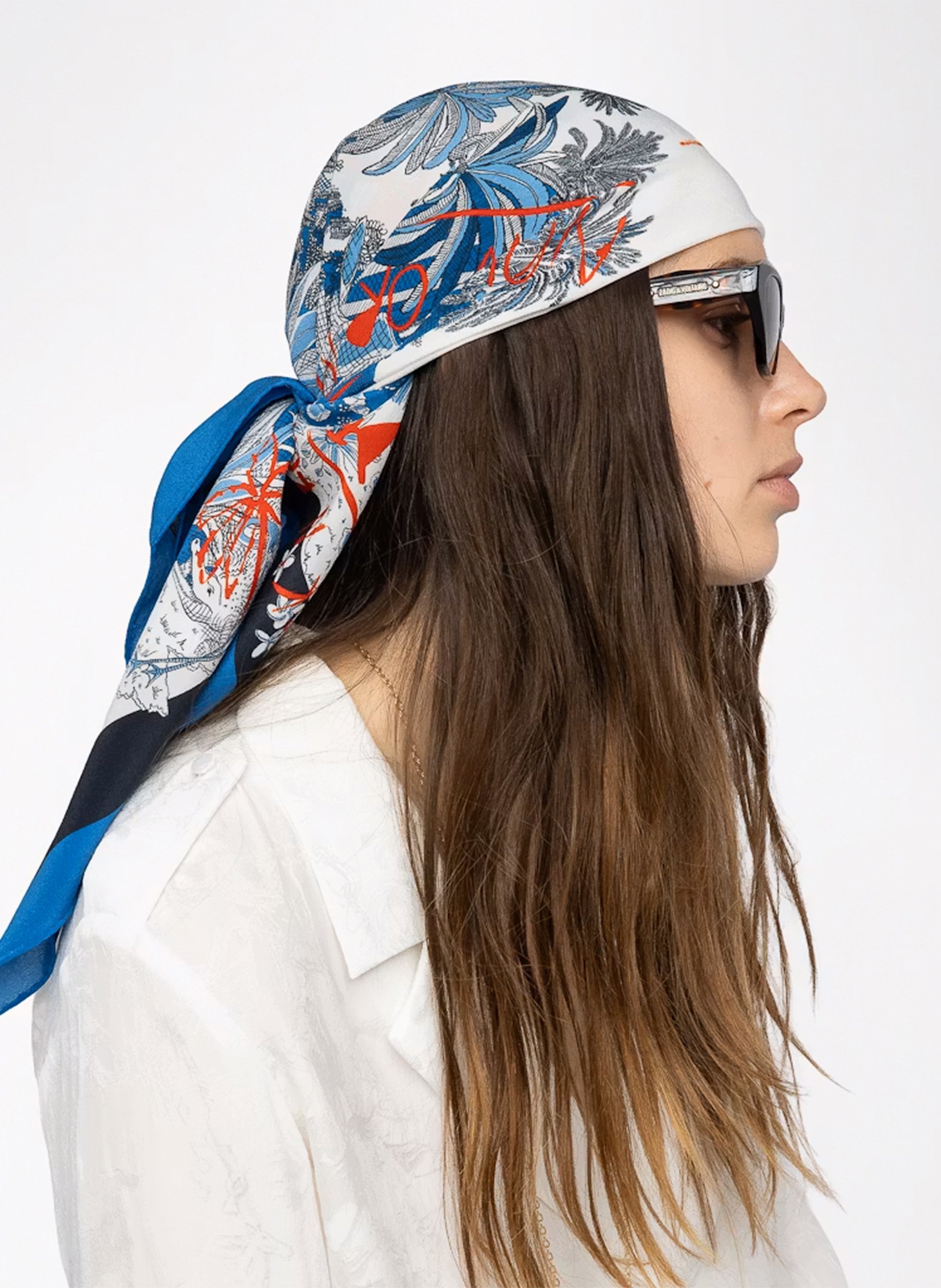 Foulard en soie imprimée blondie ZADIG&VOLTAIRE Bleu