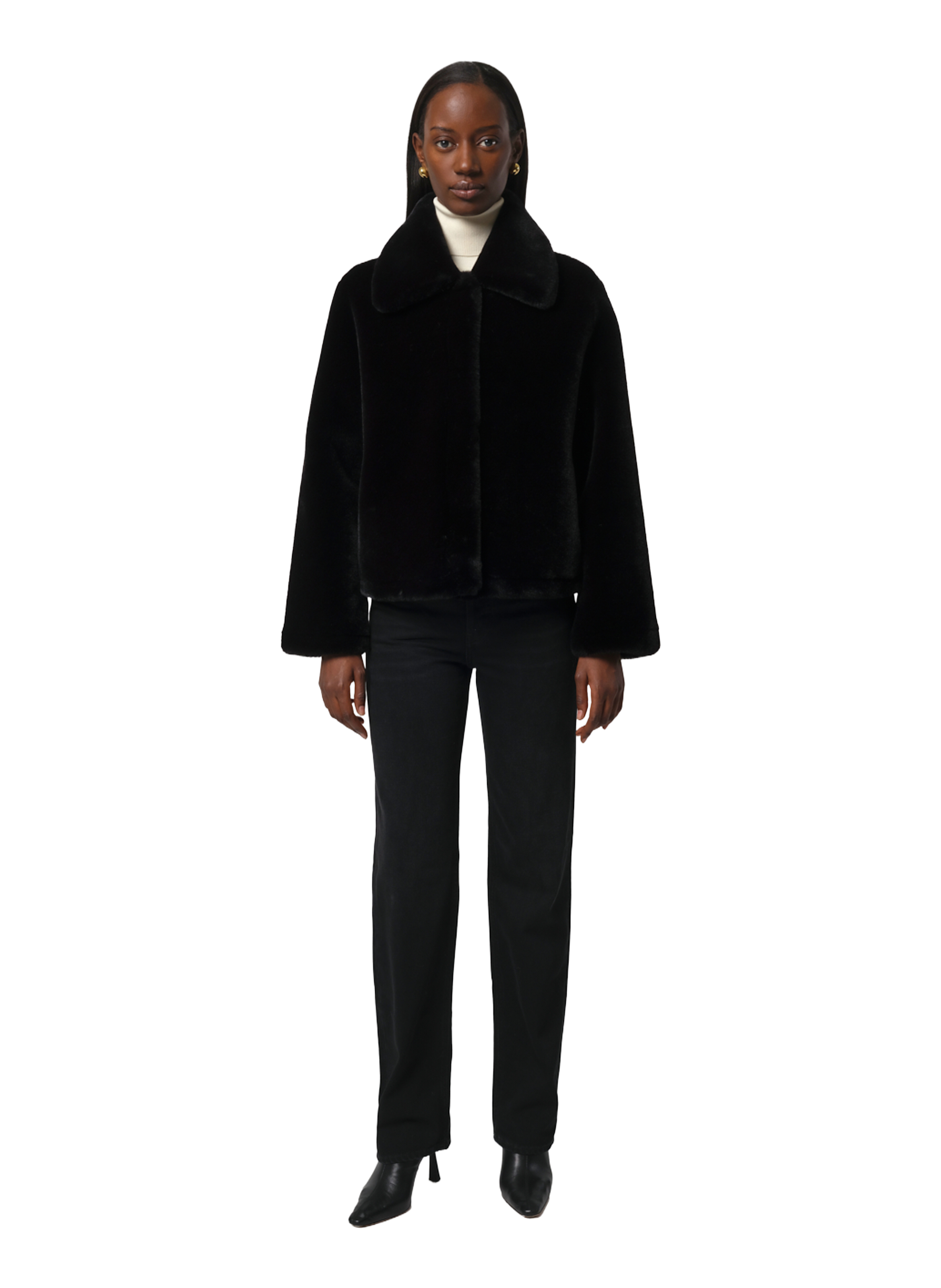 Coat with classic fur collar APPARIS Black