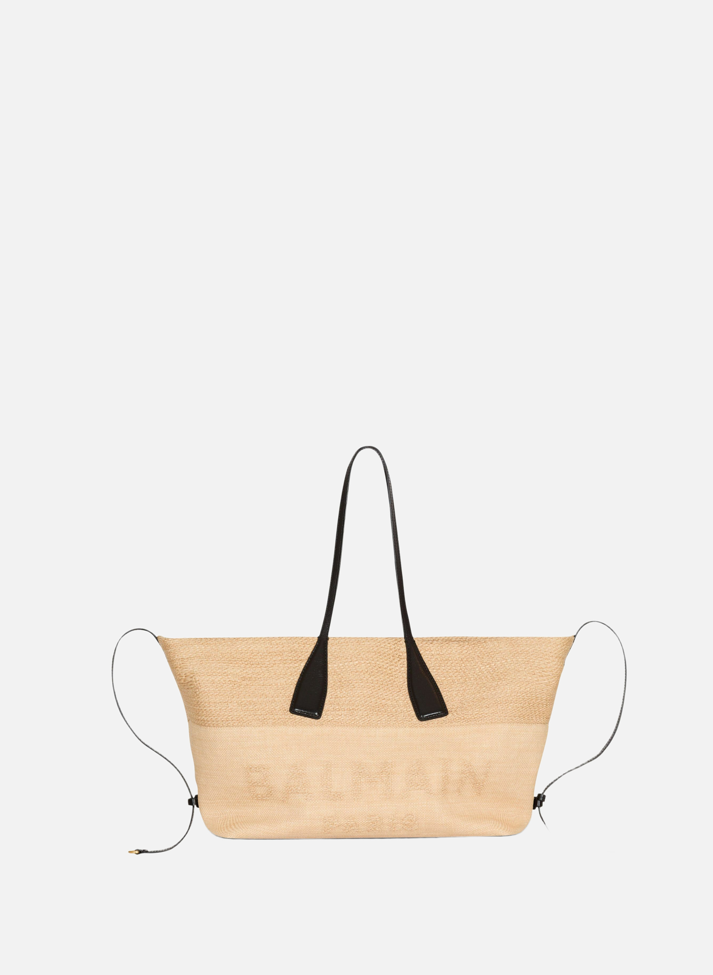 Sac cabas track en raphia BALMAIN Marron