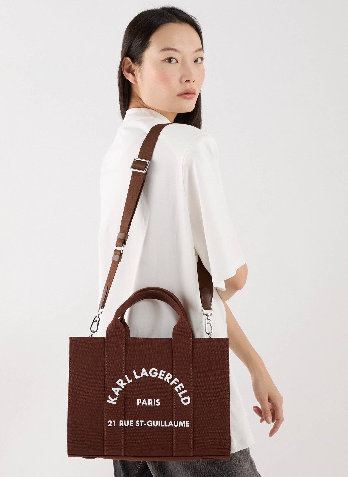 Cotton tote bag KARL LAGERFELD Brown