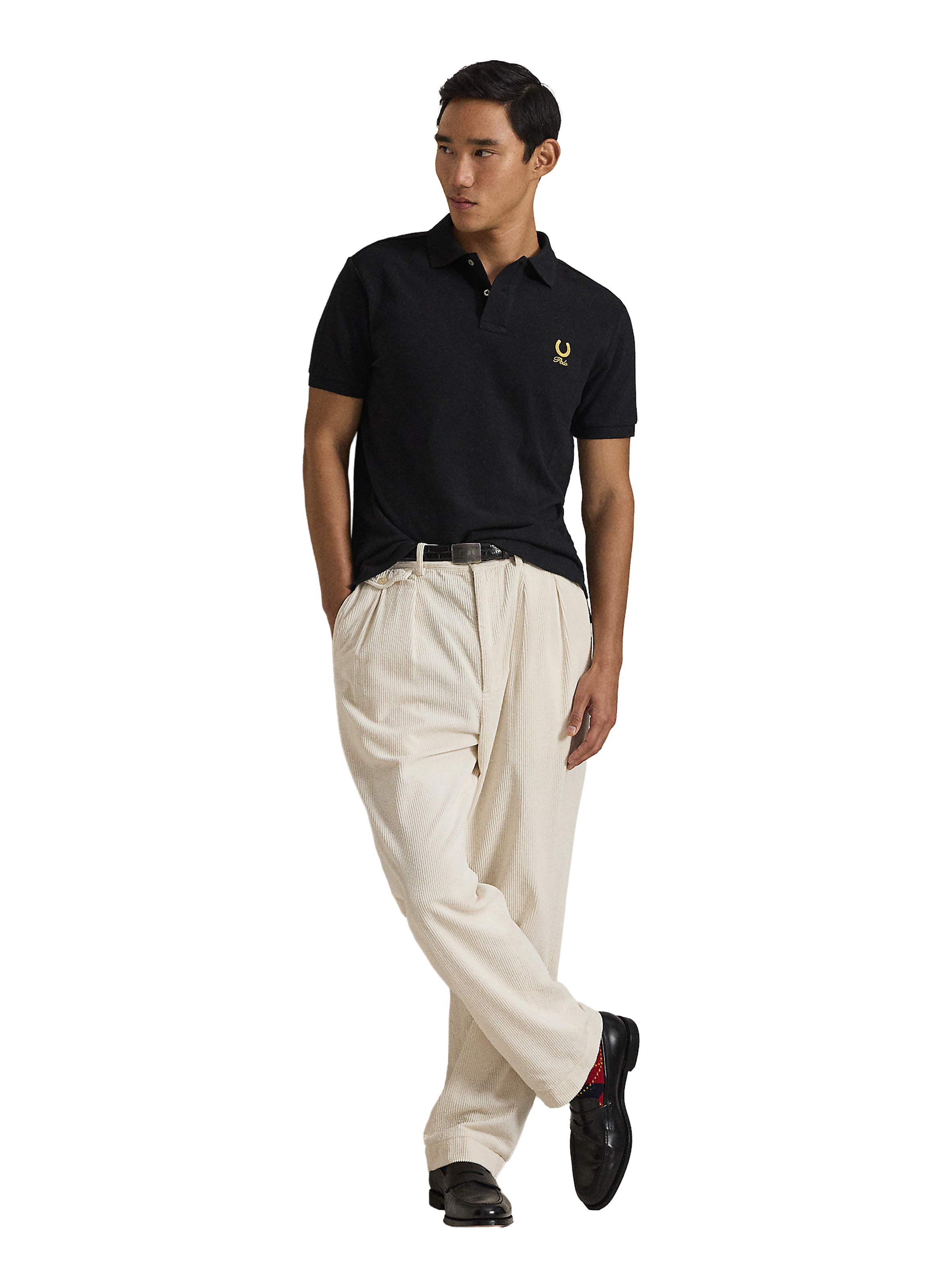 Polo manches courtes à logo en coton POLO RALPH LAUREN Noir