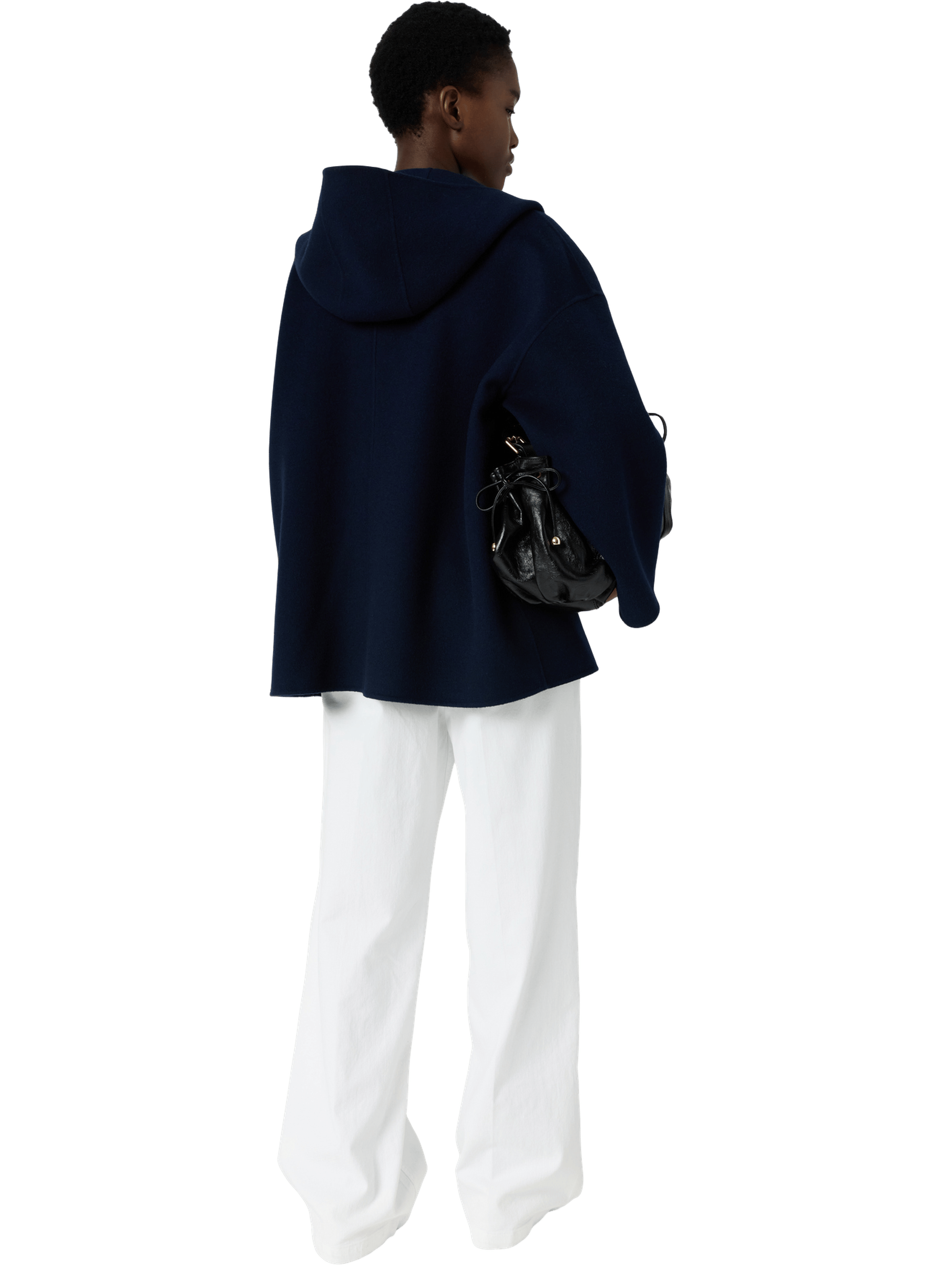 Veste à capuche en laine double face- PATRICIA GERARD DAREL Bleu