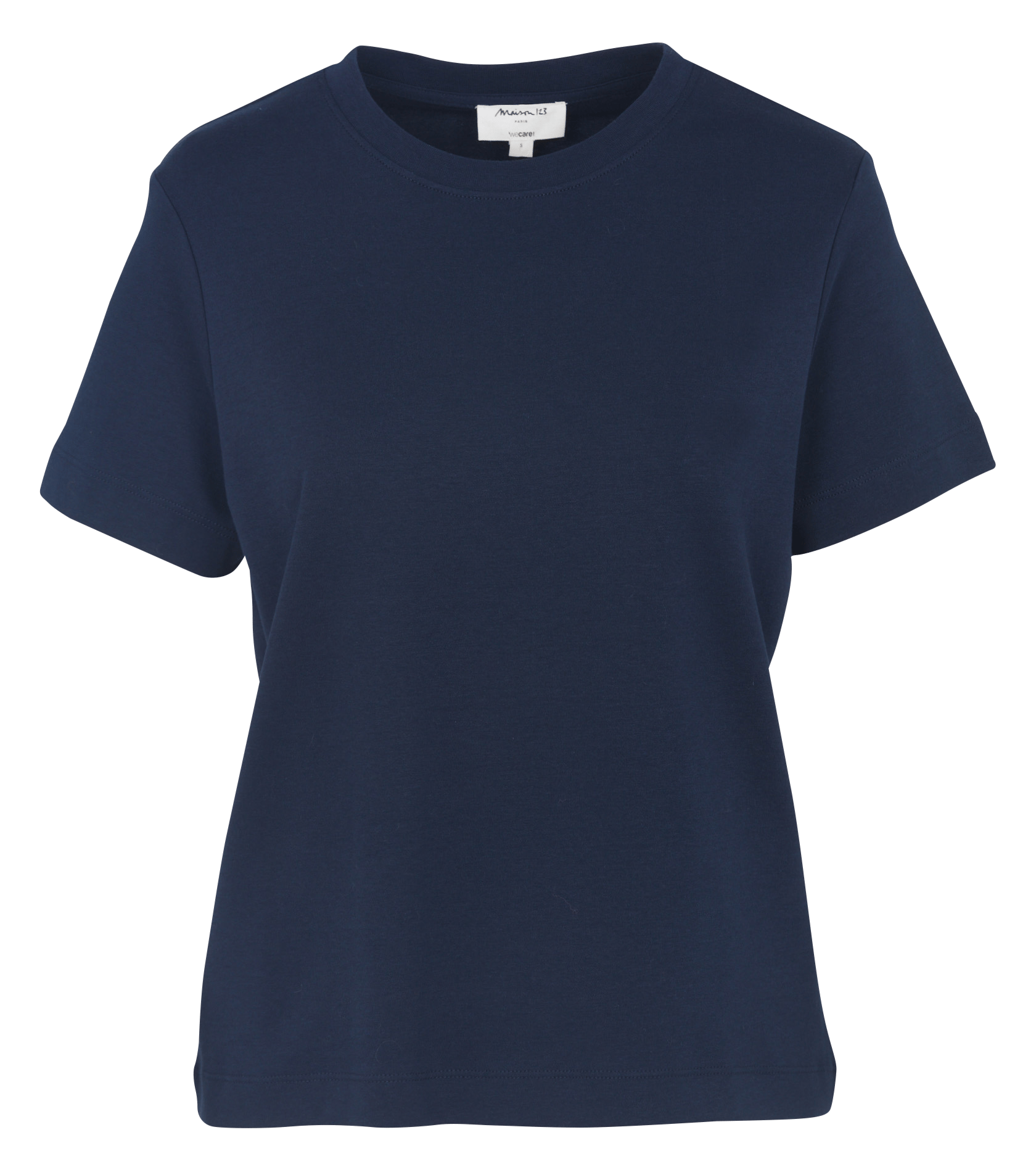 Tee-shirt droit col rond en coton leni MAISON 123 Bleu