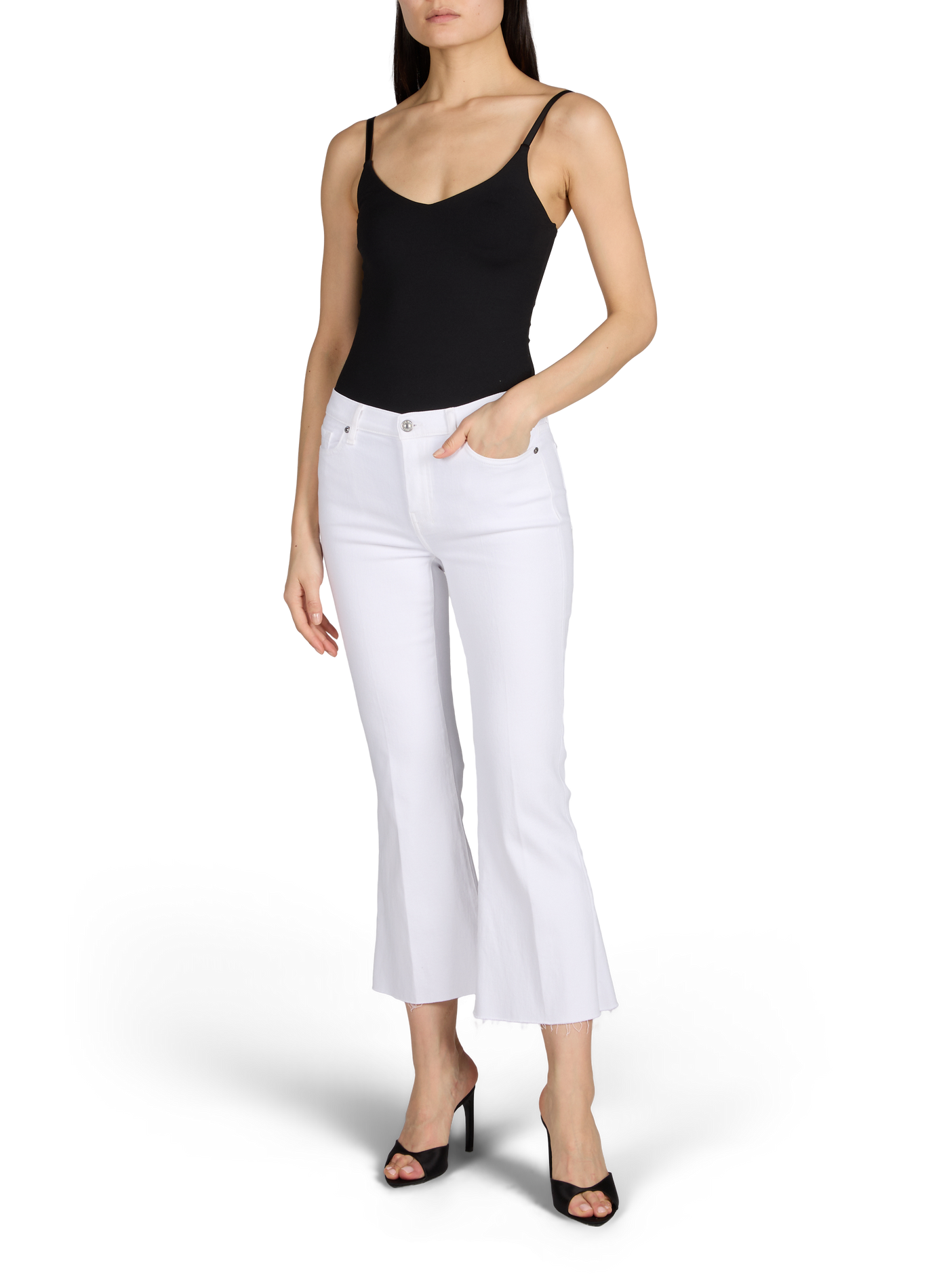 Jean bootcut en coton mélangé 7 FOR ALL MANKIND Blanc