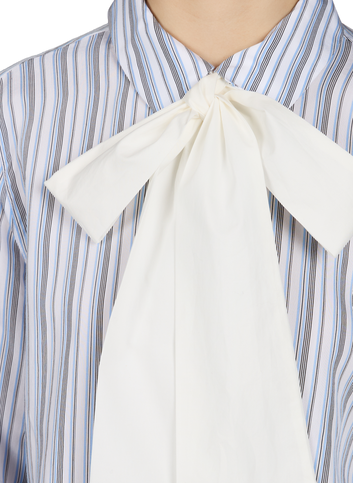 Chemise à rayures avec noeud OBJECT Blanc