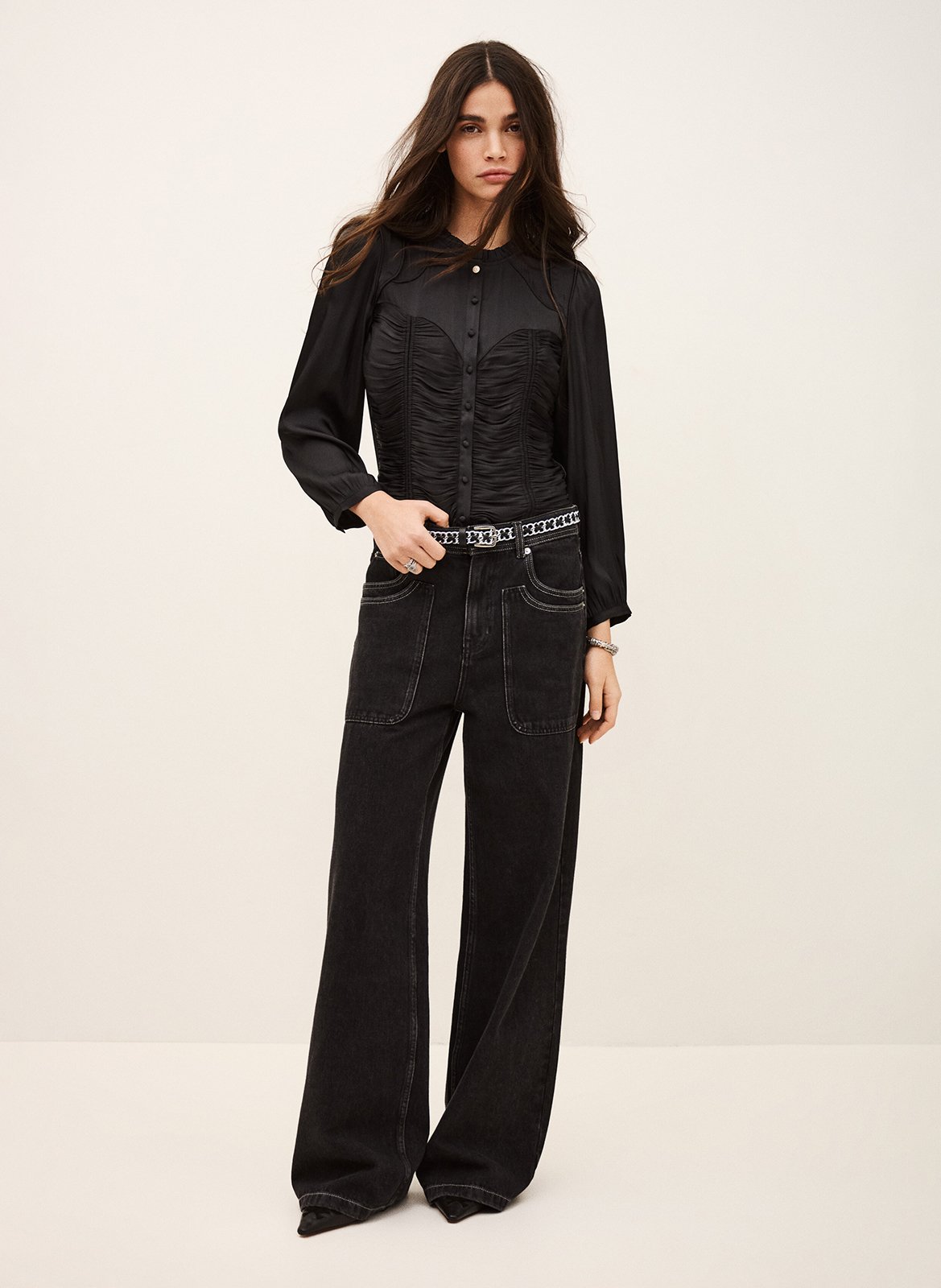 Chemise cintrée à fronces cimila BA&SH Noir