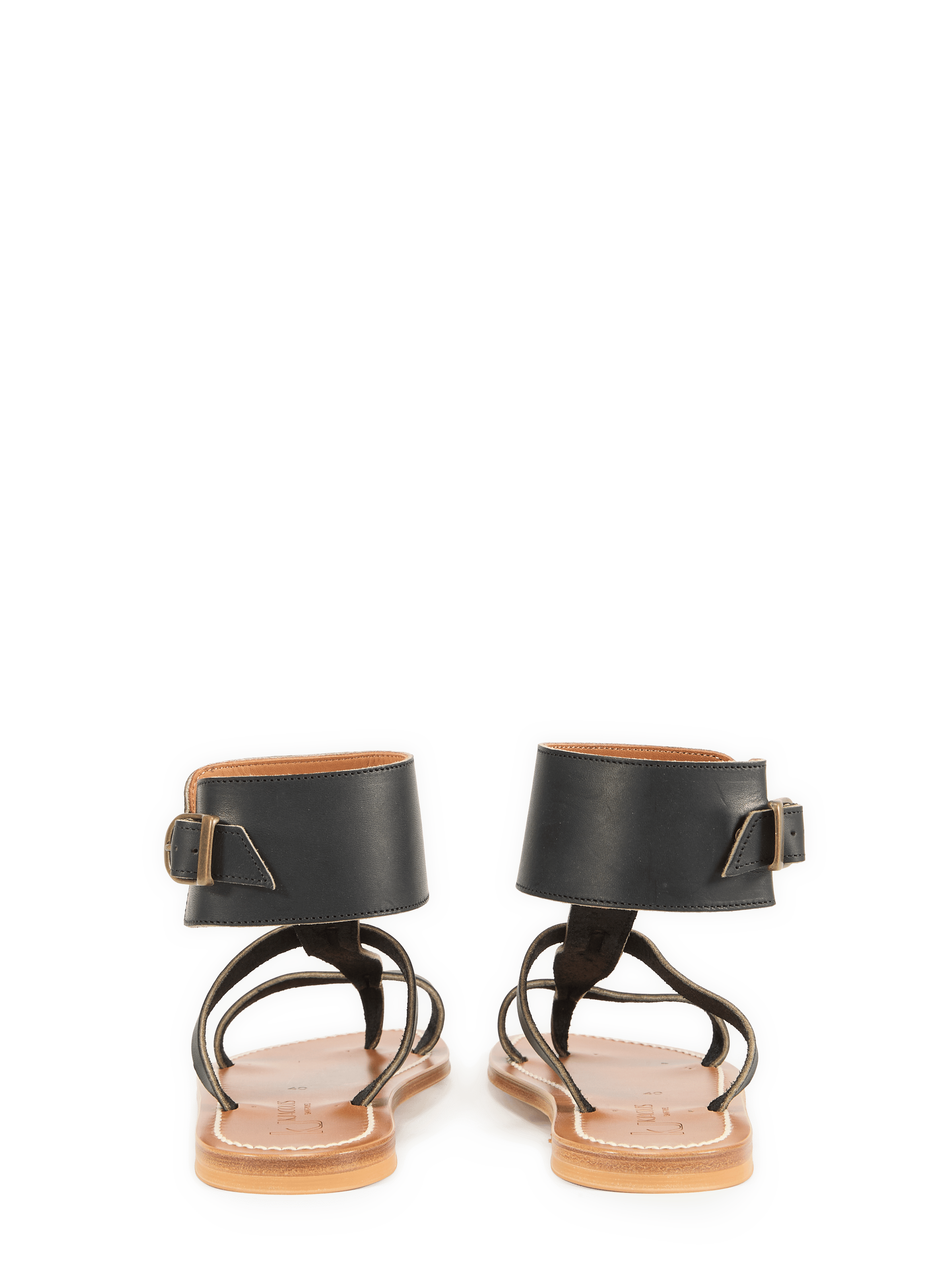 Flat leather sandals by Caravelle K. JACQUES Black