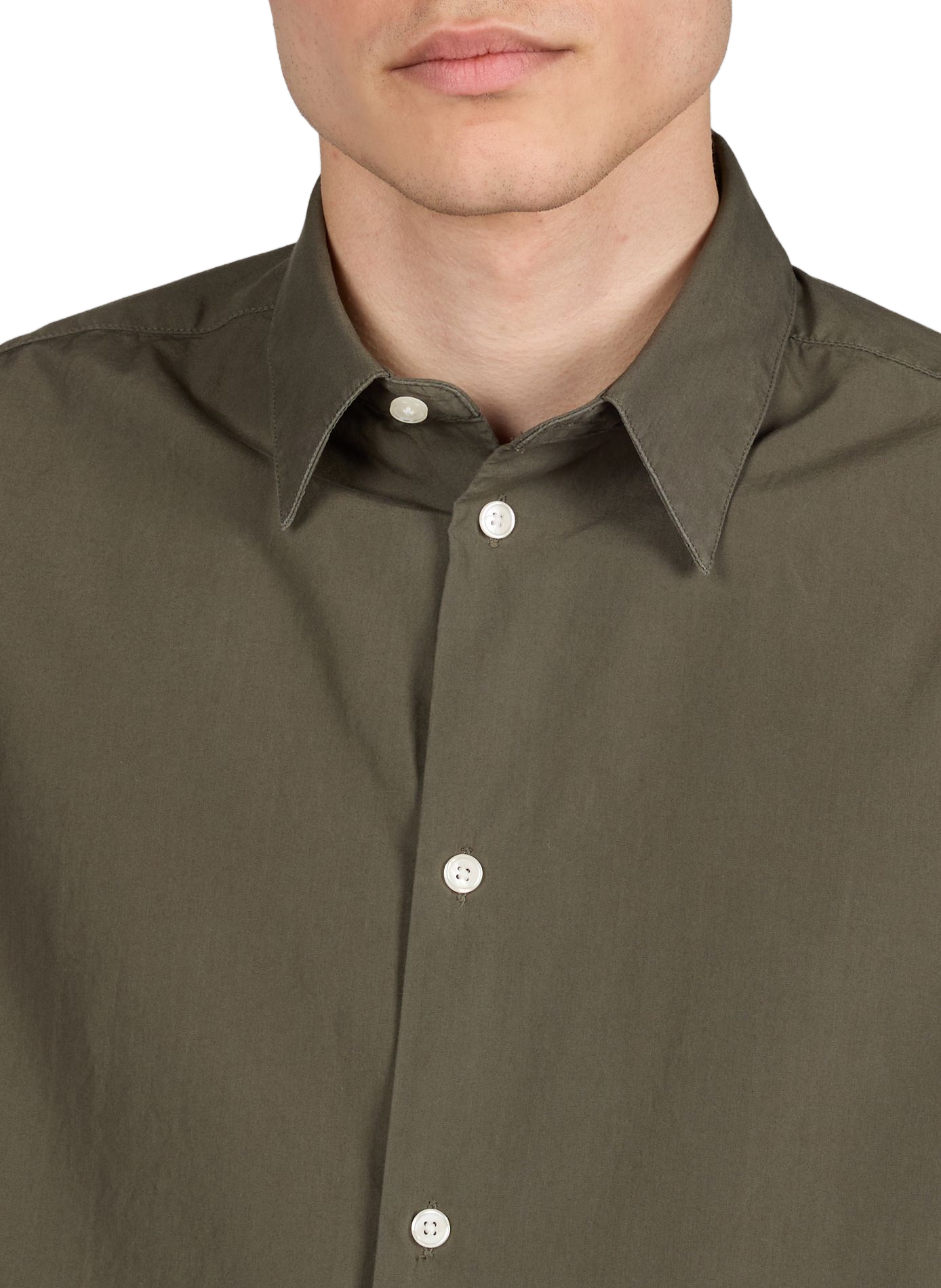 Straight classic collar shirt in cotton AU PRINTEMPS PARIS Khaki