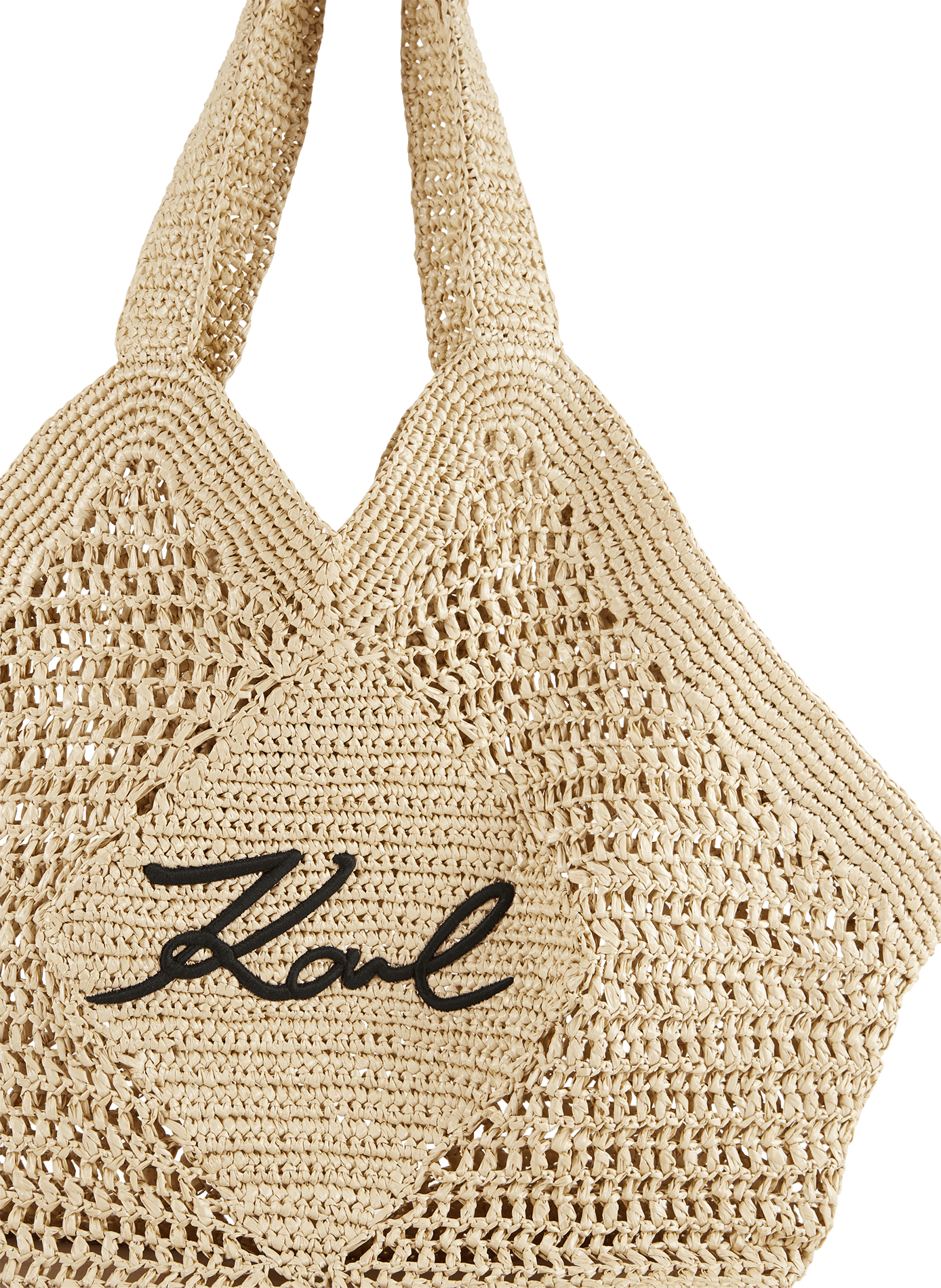 Raffia beach bag with logo KARL LAGERFELD Brown
