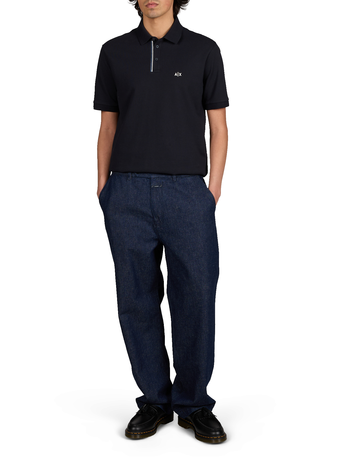 Short-sleeved cotton polo shirt with logo ARMANI EXCHANGE Blue