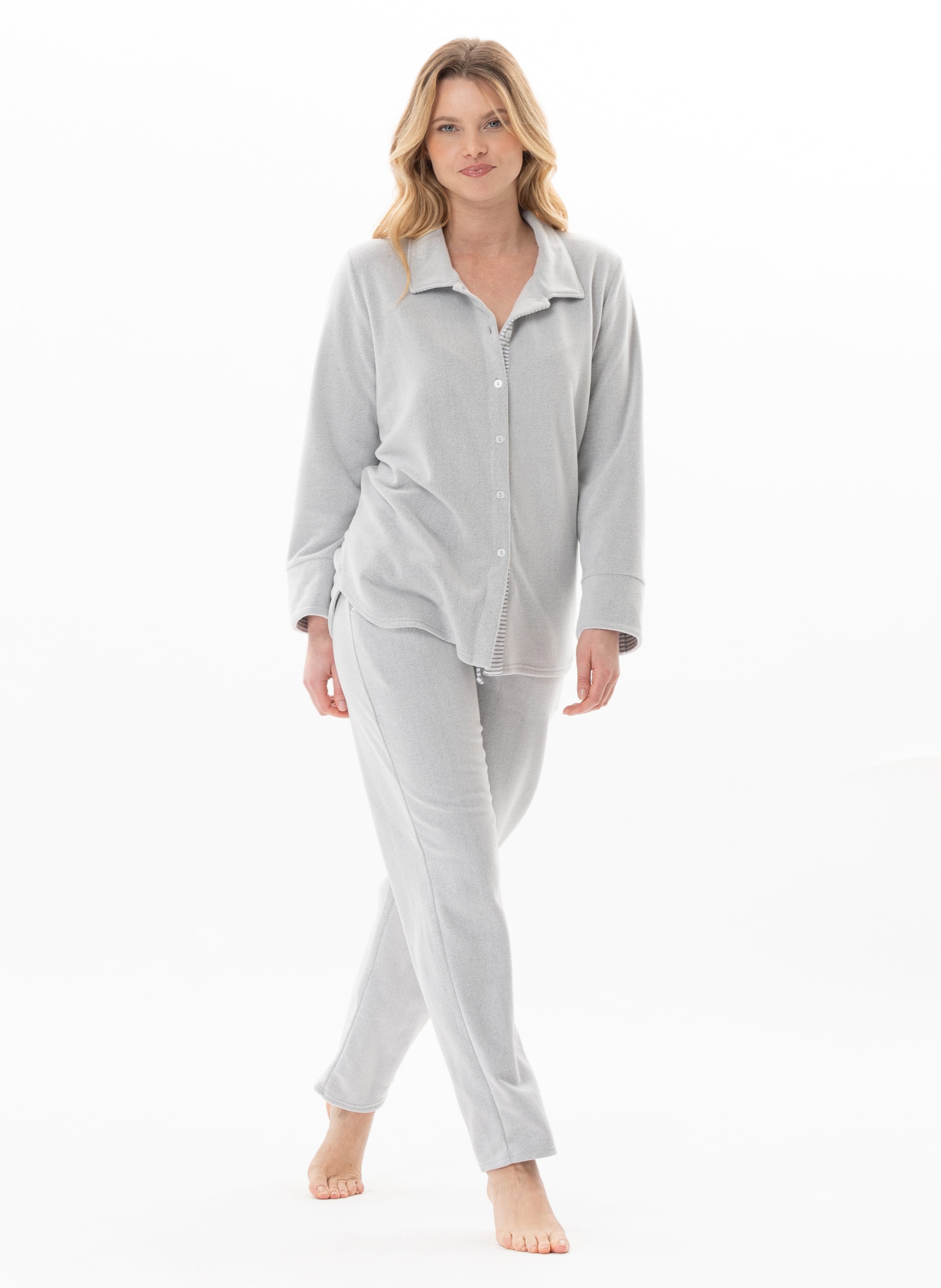 Ensemble homewear boutonné en micropolaire flocon 126 LE CHAT Gris