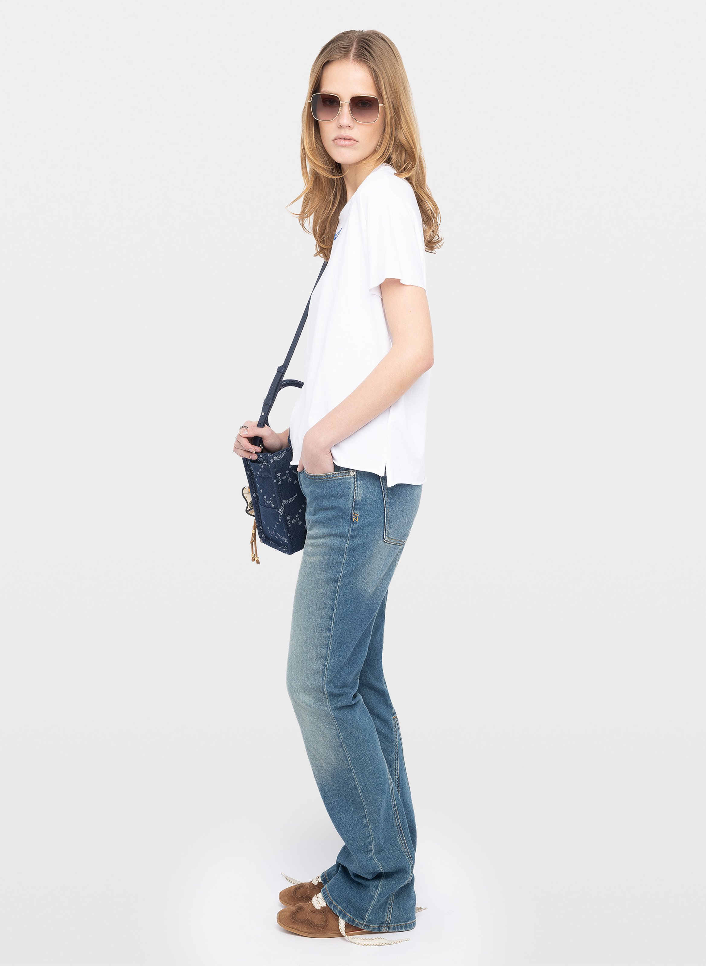 Tee-shirt col rond en coton bio tommer ZADIG&VOLTAIRE Blanc
