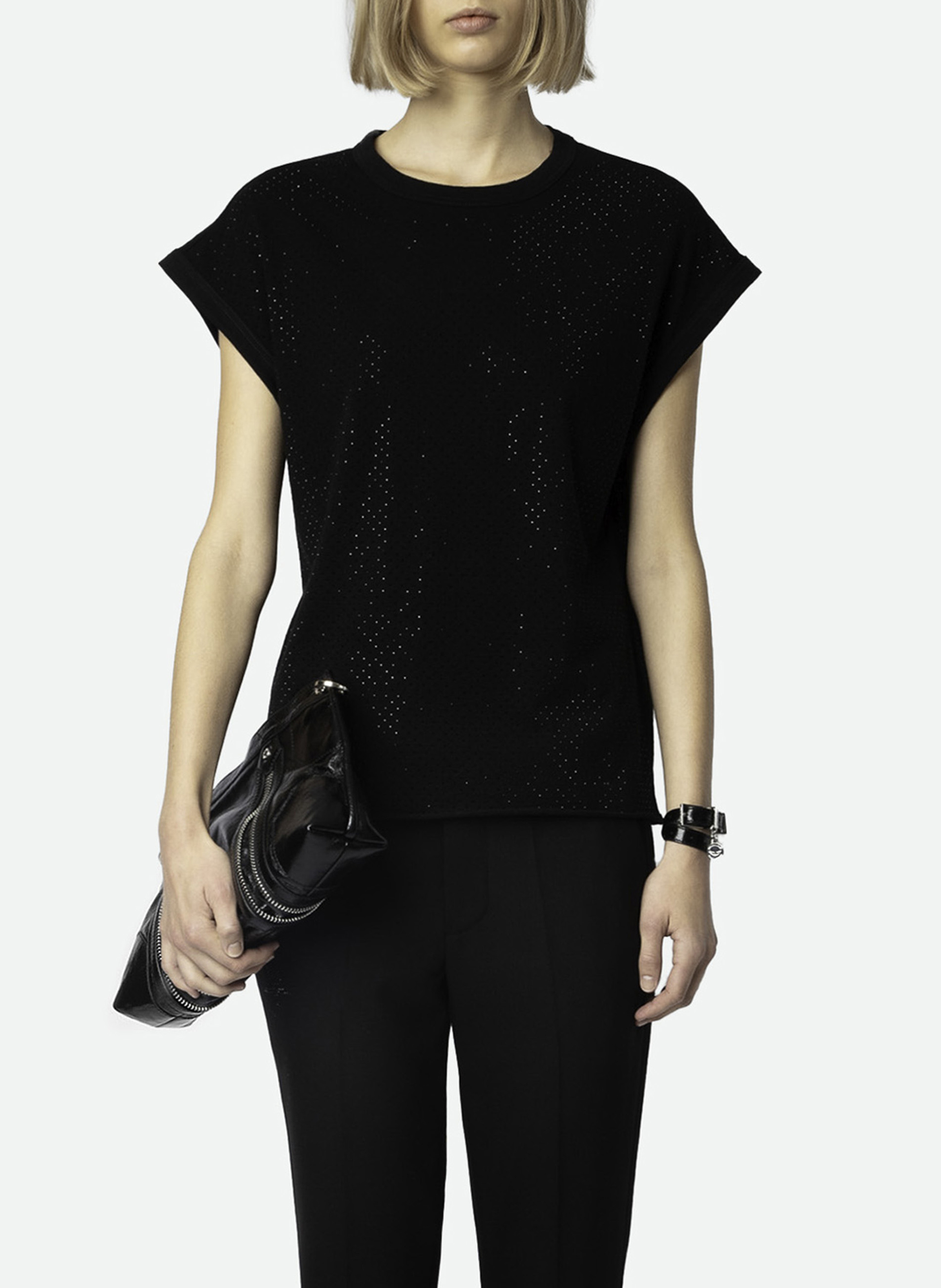 Tee-shirt à strass en coton cecilia ZADIG&VOLTAIRE Zwart