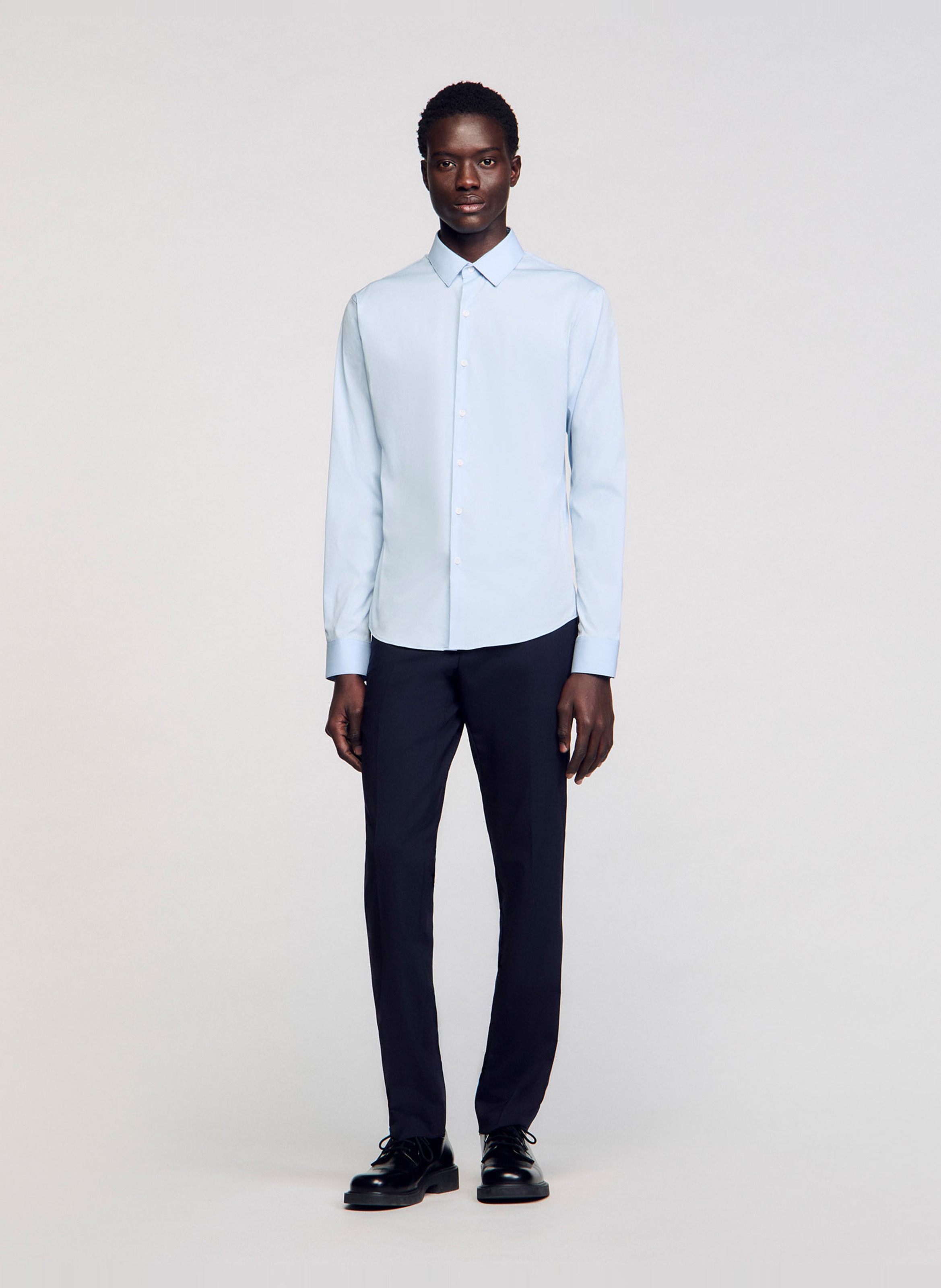 Chemise slim-fit en coton stretch | Bleu SANDRO Homme