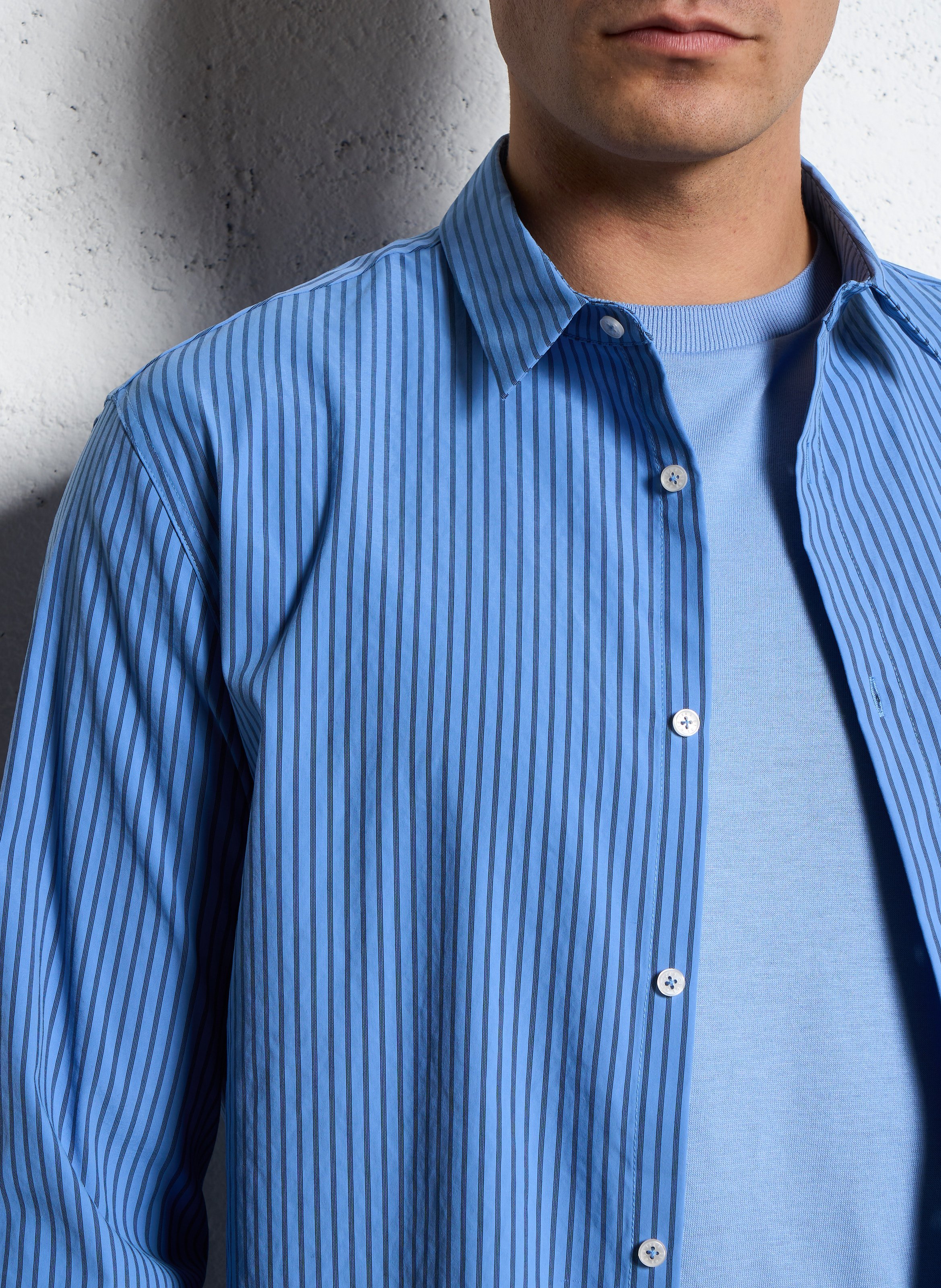 Chemise slim-fit col parisien à rayures IKKS Bleu