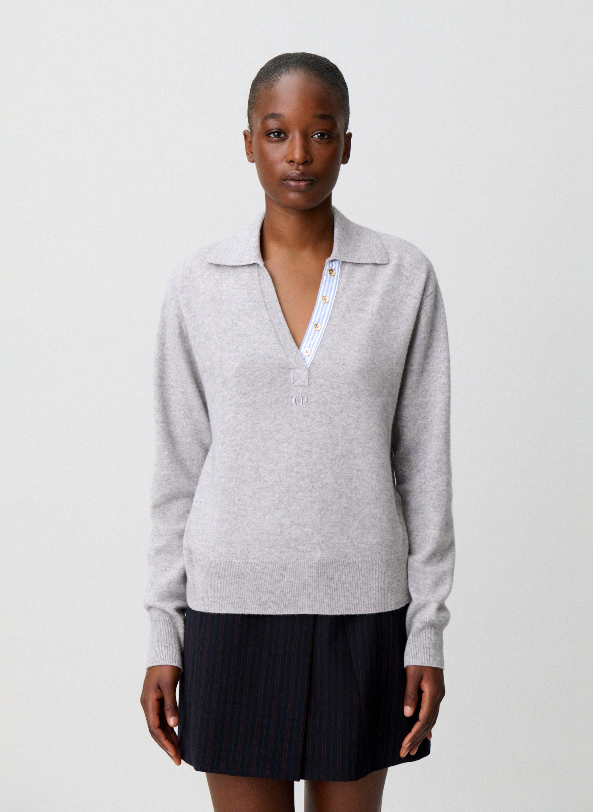 Polo droit en laine mélangée CLAUDIE PIERLOT Gris
