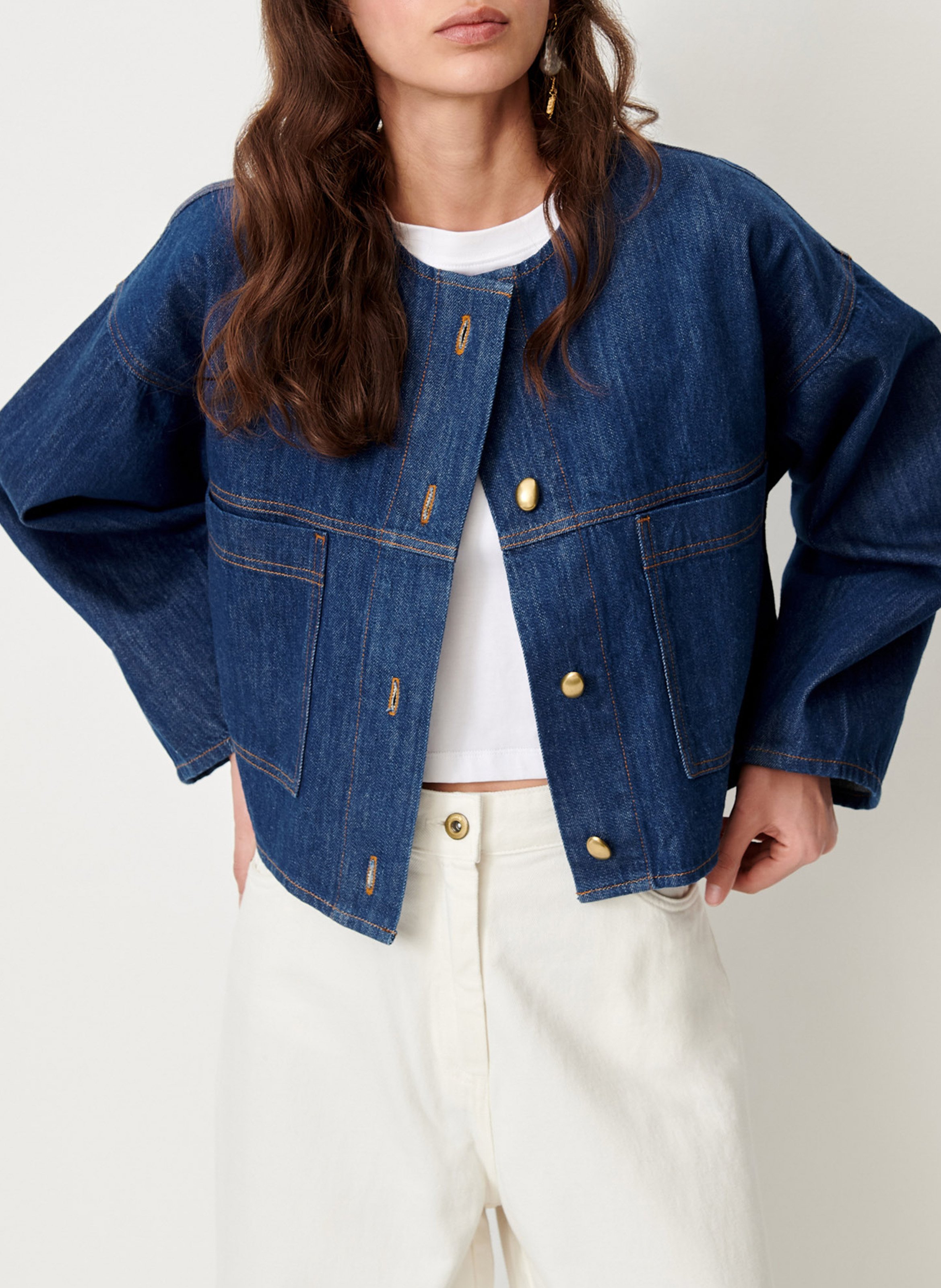 Veste courte en coton almodiva SESSUN Bleu