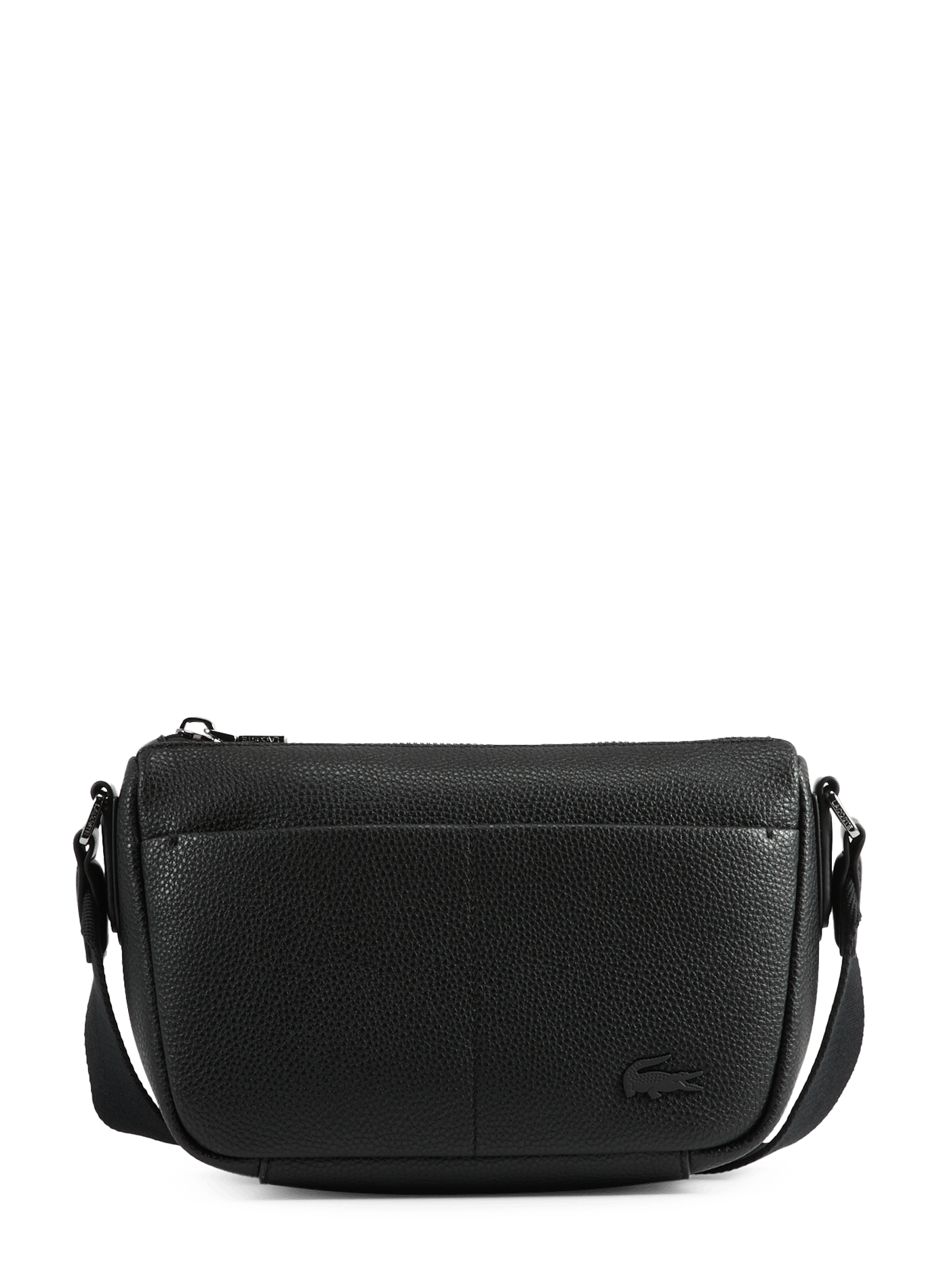 Shoulder reporter bag in mixed leather LACOSTE Black