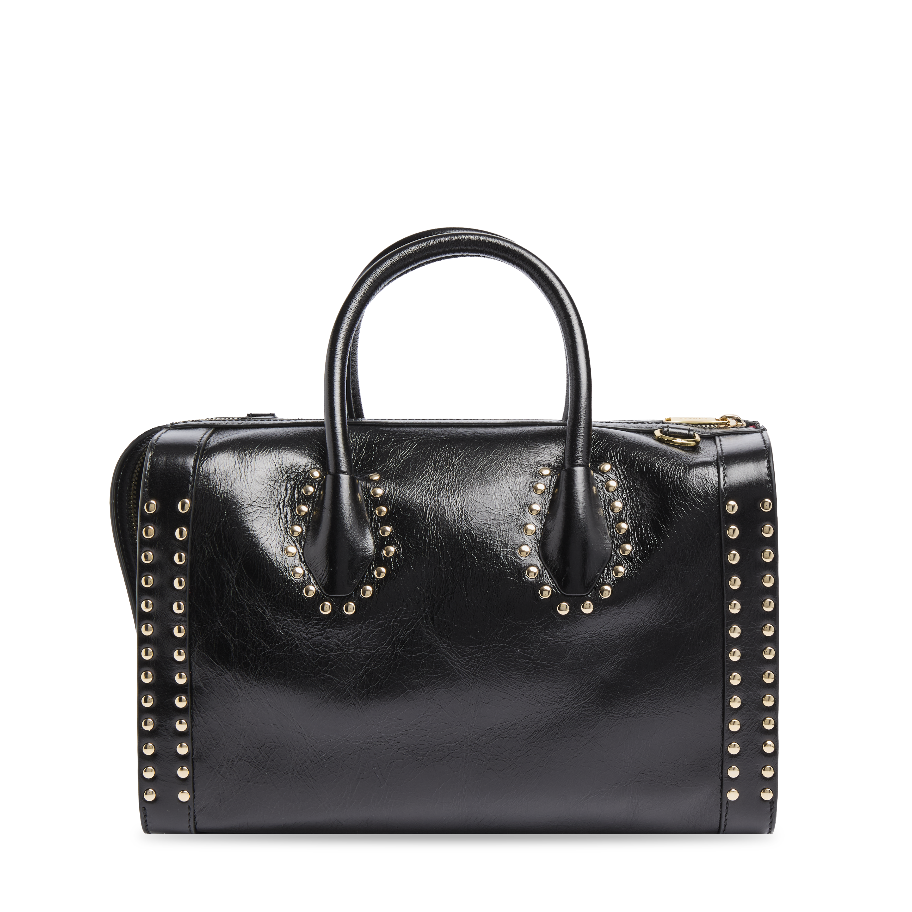 Bowlingtas lancel m - vintage volnerfleer met studs, 30 x 18 x 15 cm. LANCEL Zwart