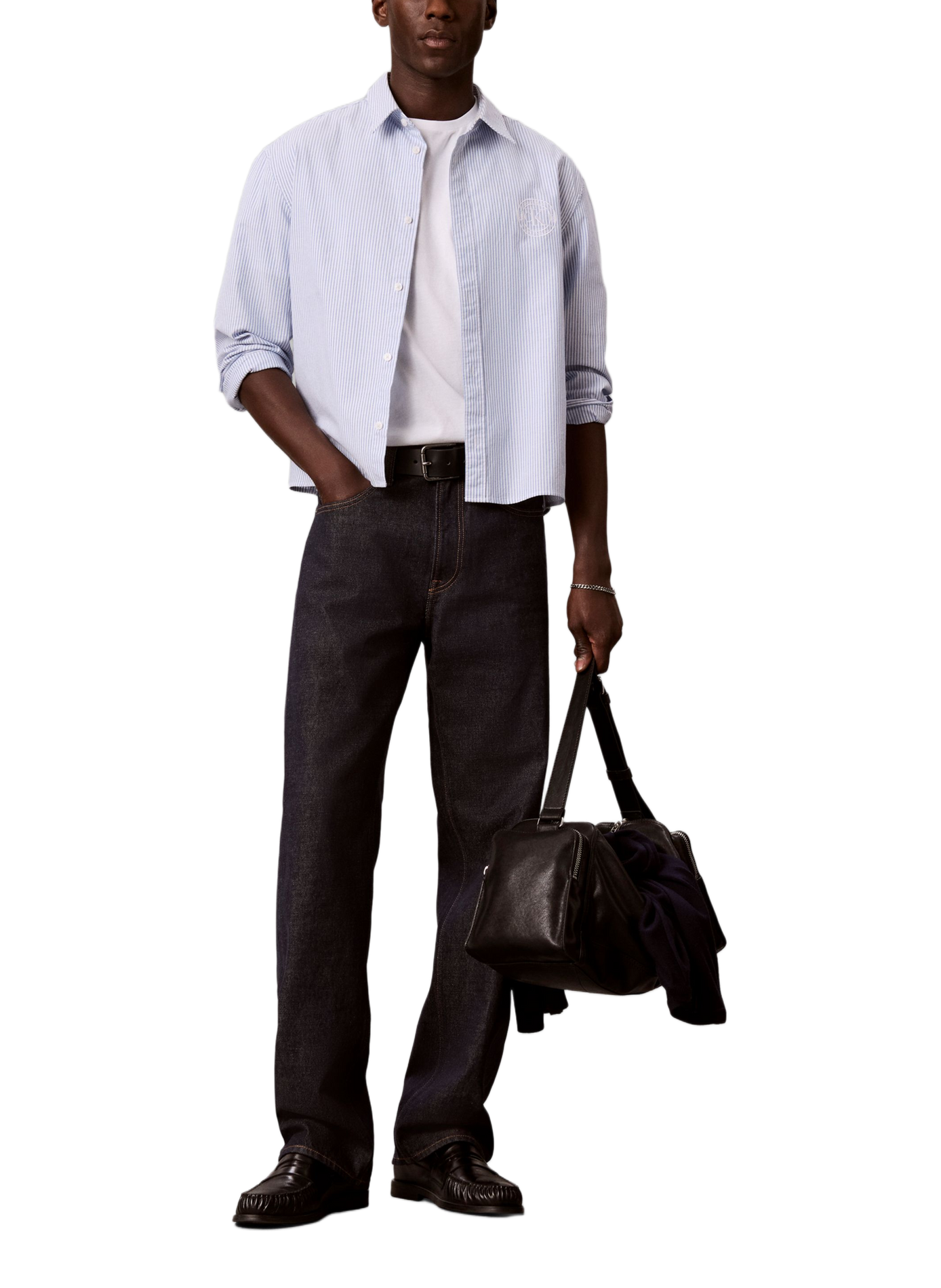 Jean droit en coton CALVIN KLEIN Bleu
