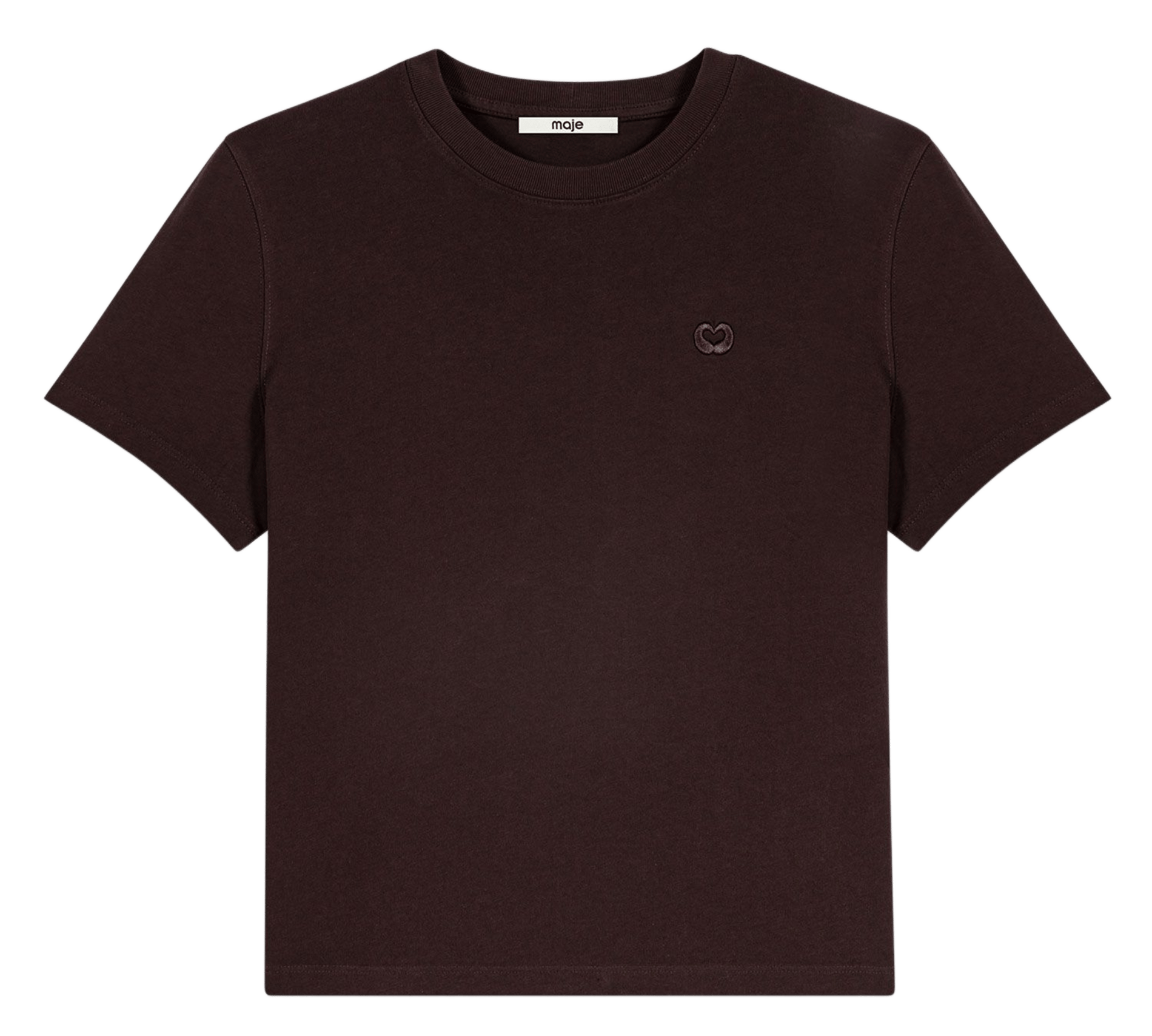 Tee-shirt manches courtes uni MAJE Marron