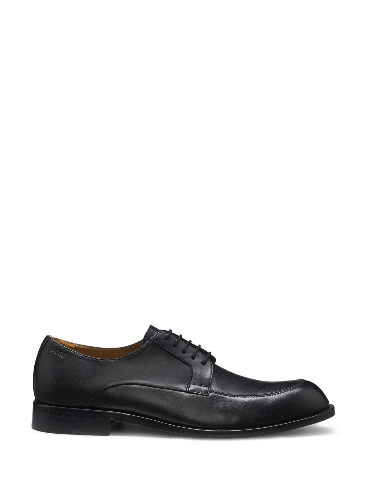 Zapatos derby de cuero con logo en relieve BOSS Negro