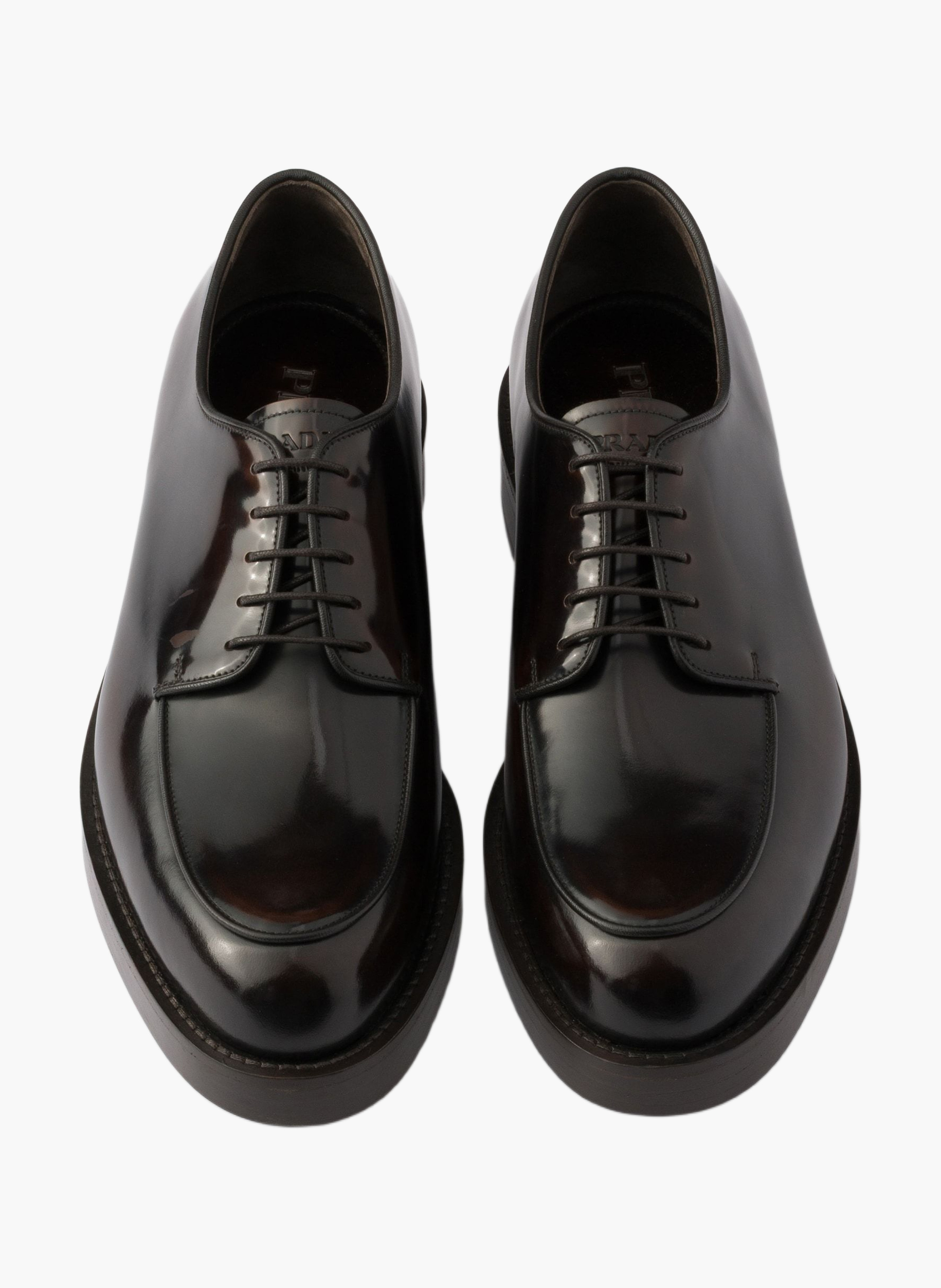 Derbies en cuir brossé PRADA Marron