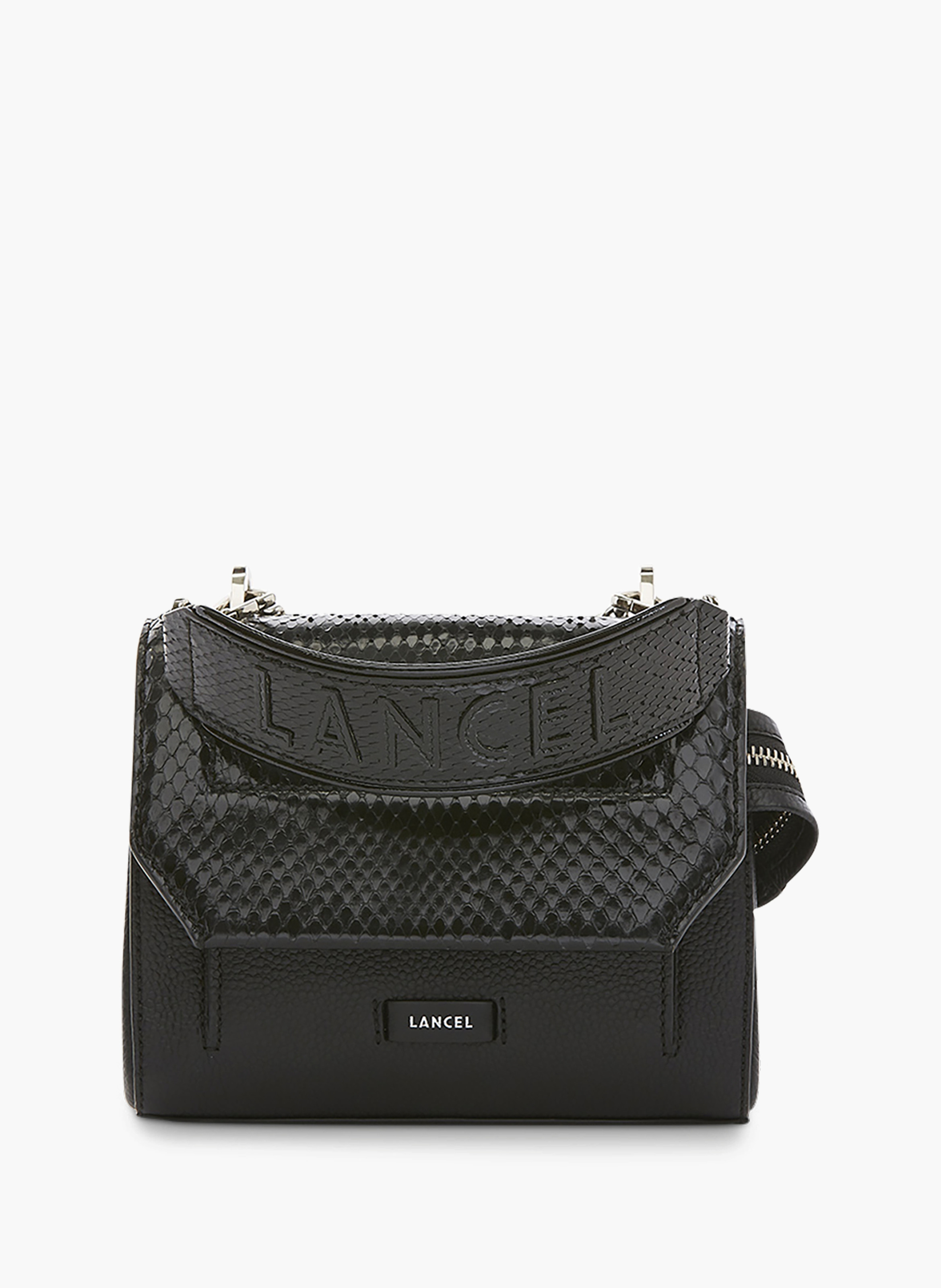 Petit sac bandoulière à rabat avec chaîne et bandoulière en cuir. LANCEL Noir