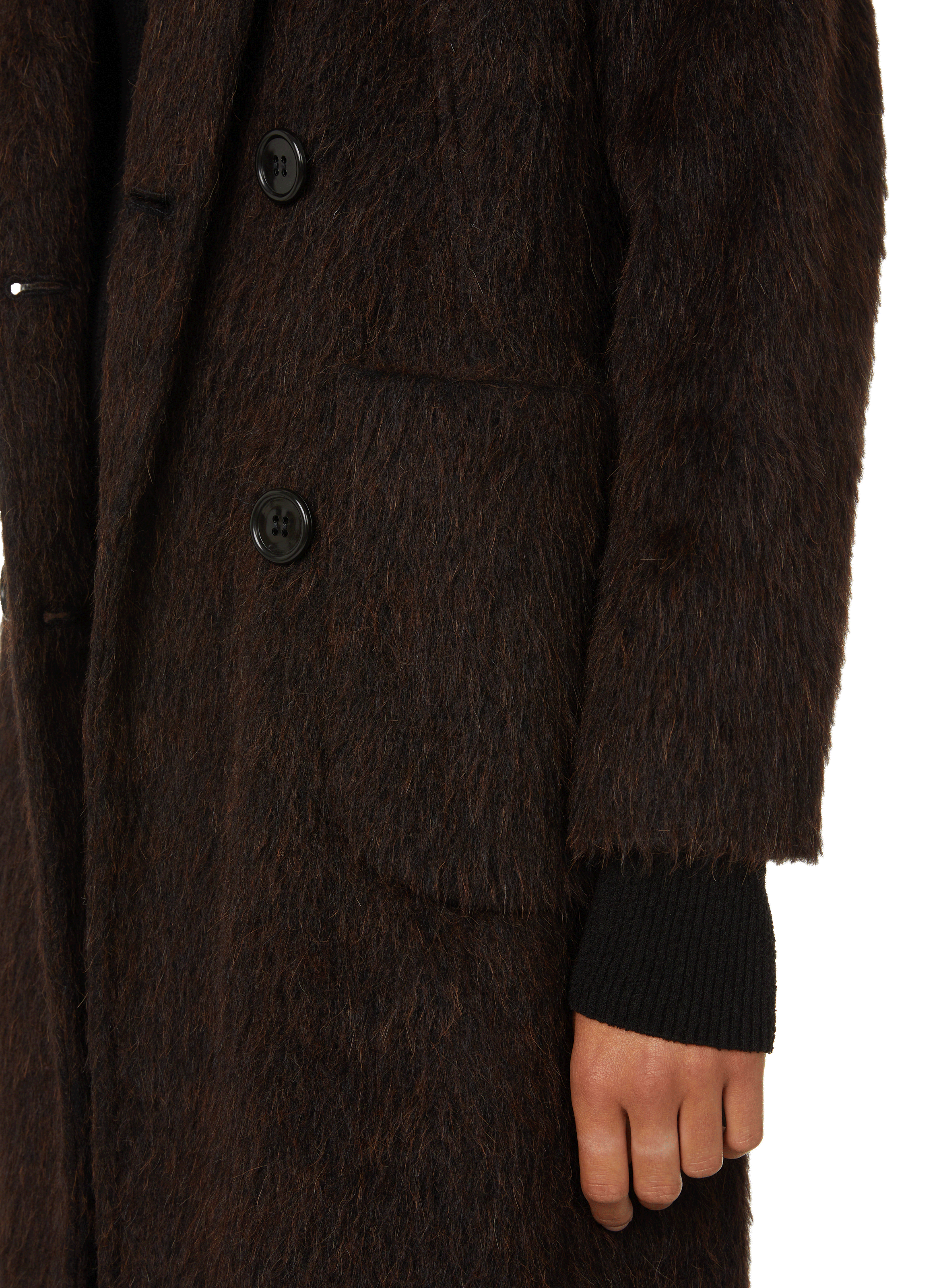 Manteau effet fourrure en laine et alpaga SAISON 1865 Marron