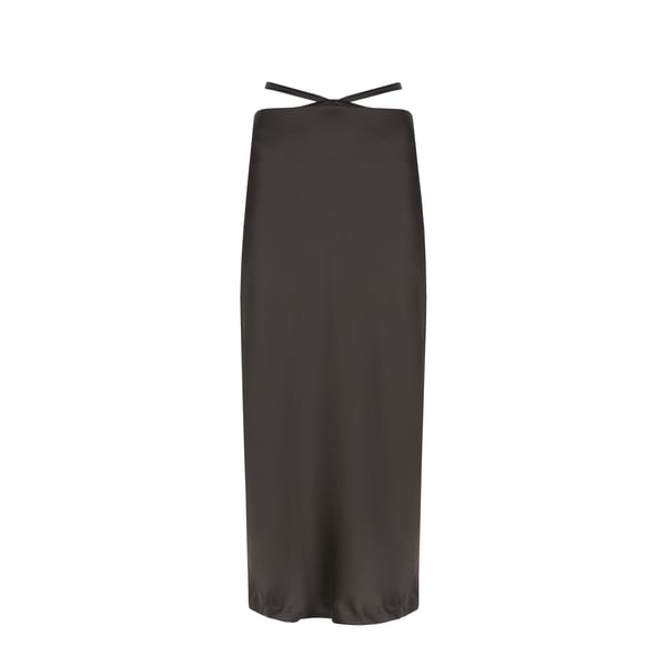 Saison Recycled Polyester-blend Satin Skirt In Brown