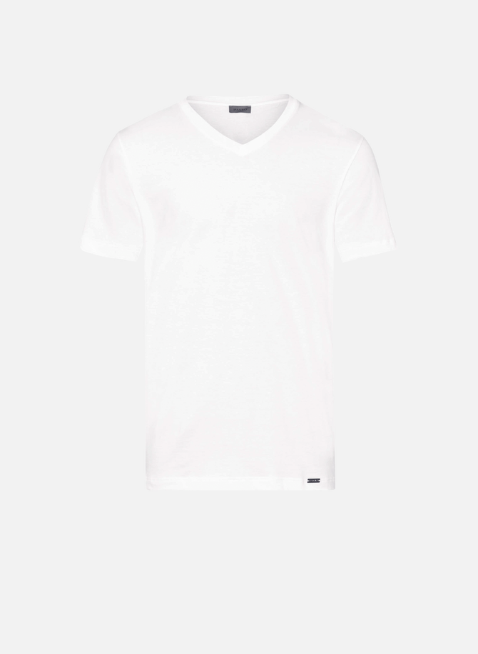 HANRO Baumwoll-T-Shirt mit V-Ausschnitt