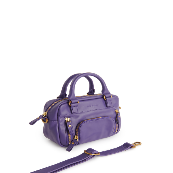 Nat & Nin Micro Macy Leather Handbag In Purple