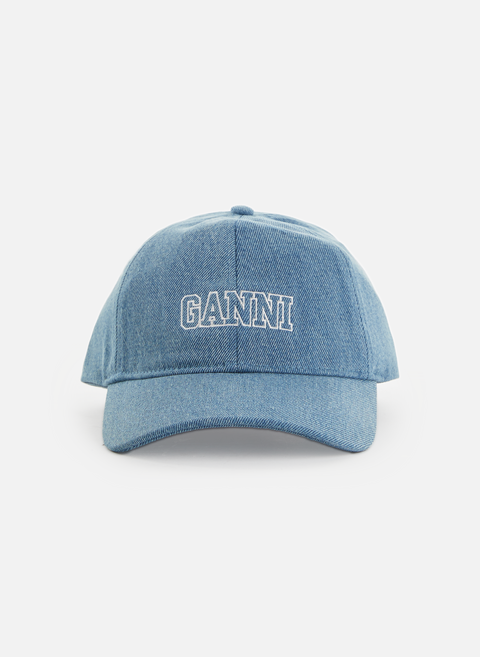 قبعة قطنية باللون الأزرق ganni 