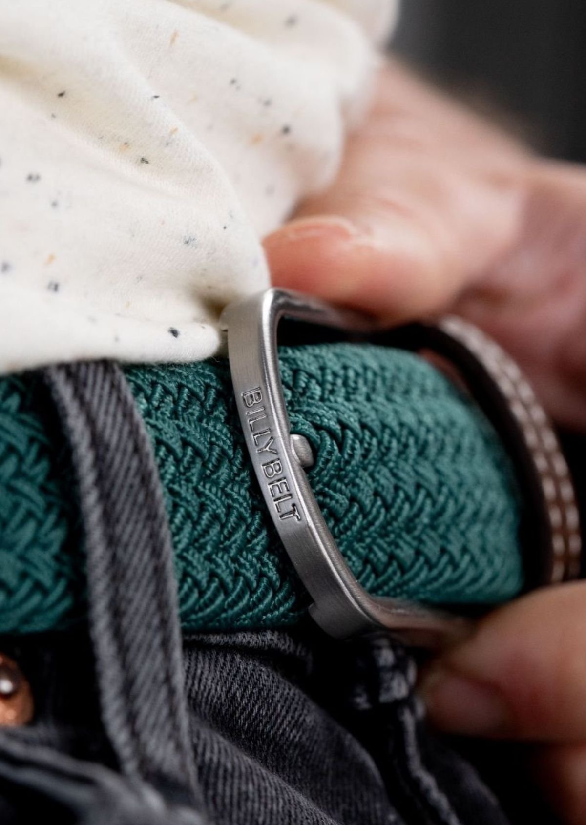 Ceinture tressée élastique unie BILLYBELT Vert