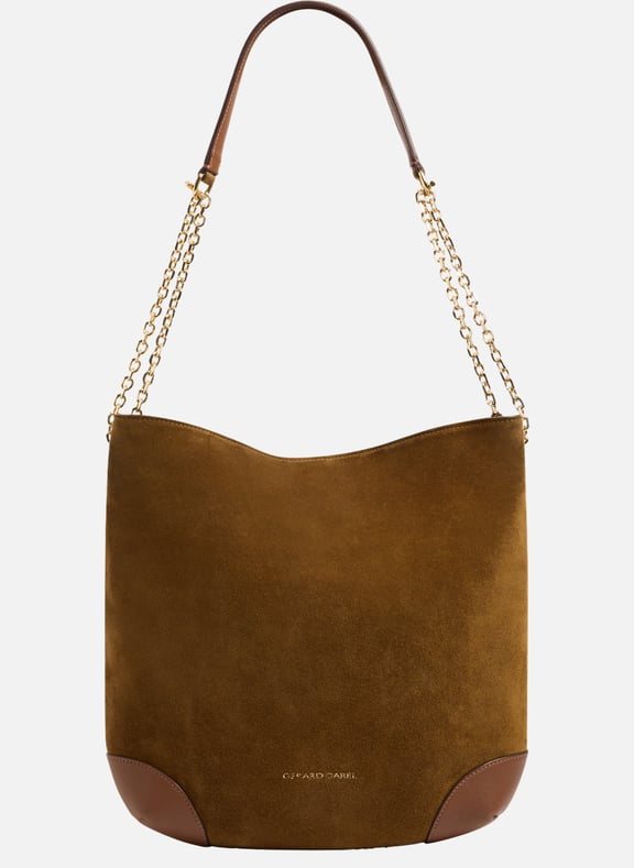 Sac hobo en cuir velours - le charlotte Marron by GERARD DAREL GERARD DAREL Sac hobo en cuir velours - le charlotte Marron