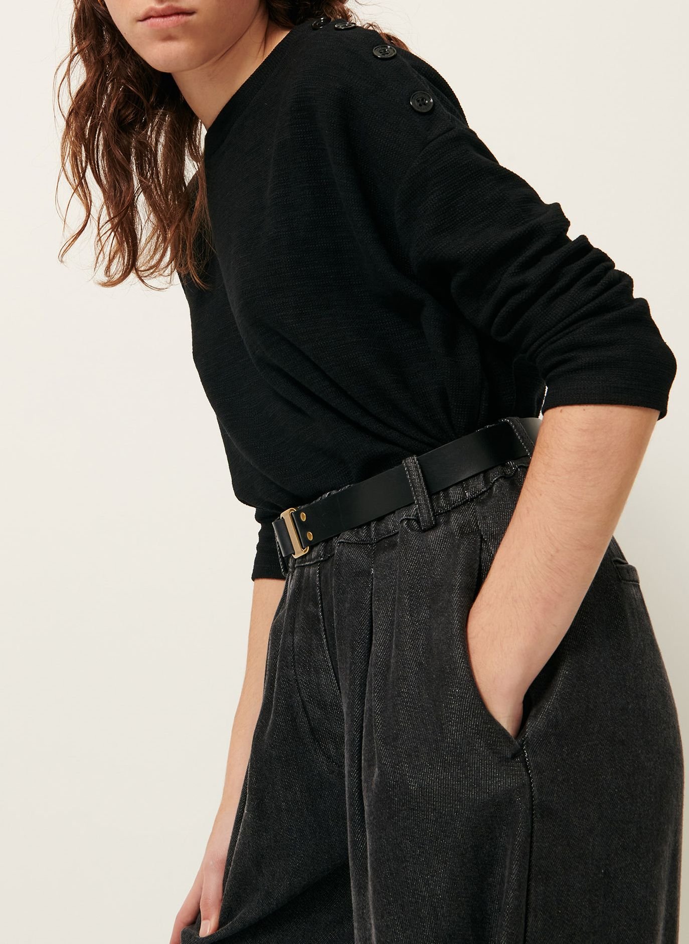 Pull col rond en coton mélangé austin SESSUN Noir