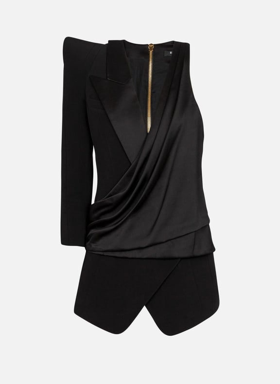 Robe asymétrique à épaule structurée Noir by BALMAIN BALMAIN Robe asymétrique à épaule structurée Noir