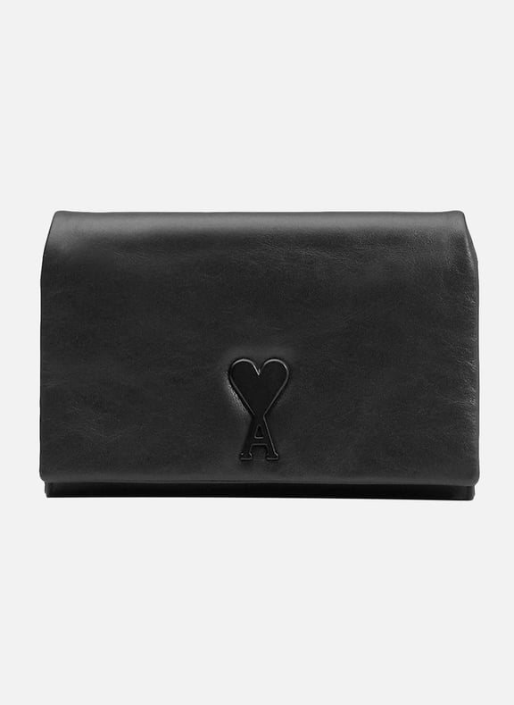 Portefeuille bandoullière voulez-vous unisexe Noir by AMI PARIS AMI PARIS Portefeuille bandoullière voulez-vous unisexe Noir