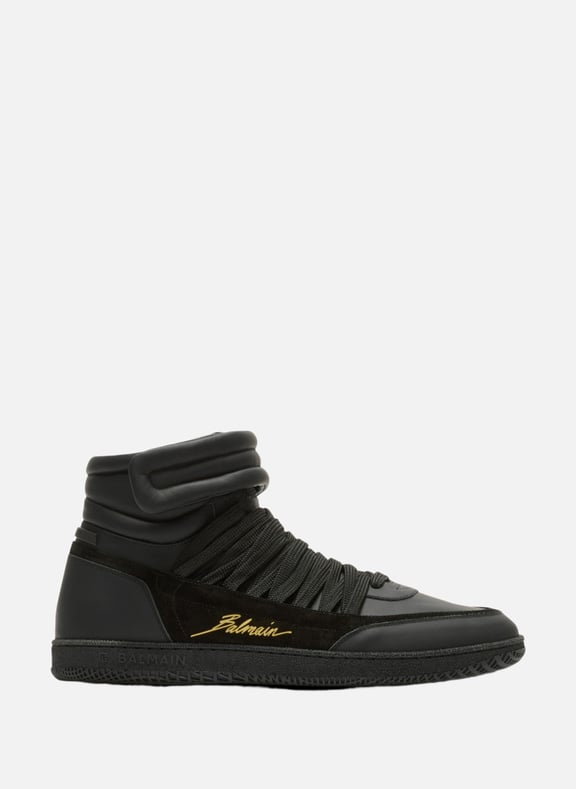 Baskets balmain swan mid-top lacées en cuir Noir by BALMAIN BALMAIN Baskets balmain swan mid-top lacées en cuir Noir