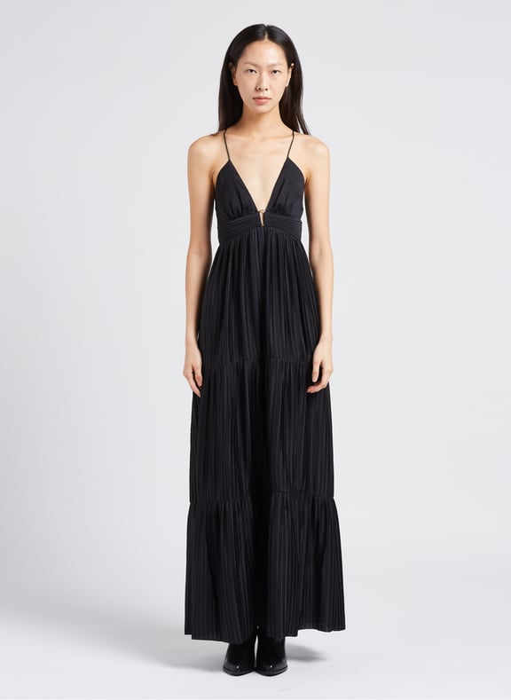 Robe longue col v plissée wasta Noir by BA&SH BA&SH Robe longue col v plissée wasta Noir