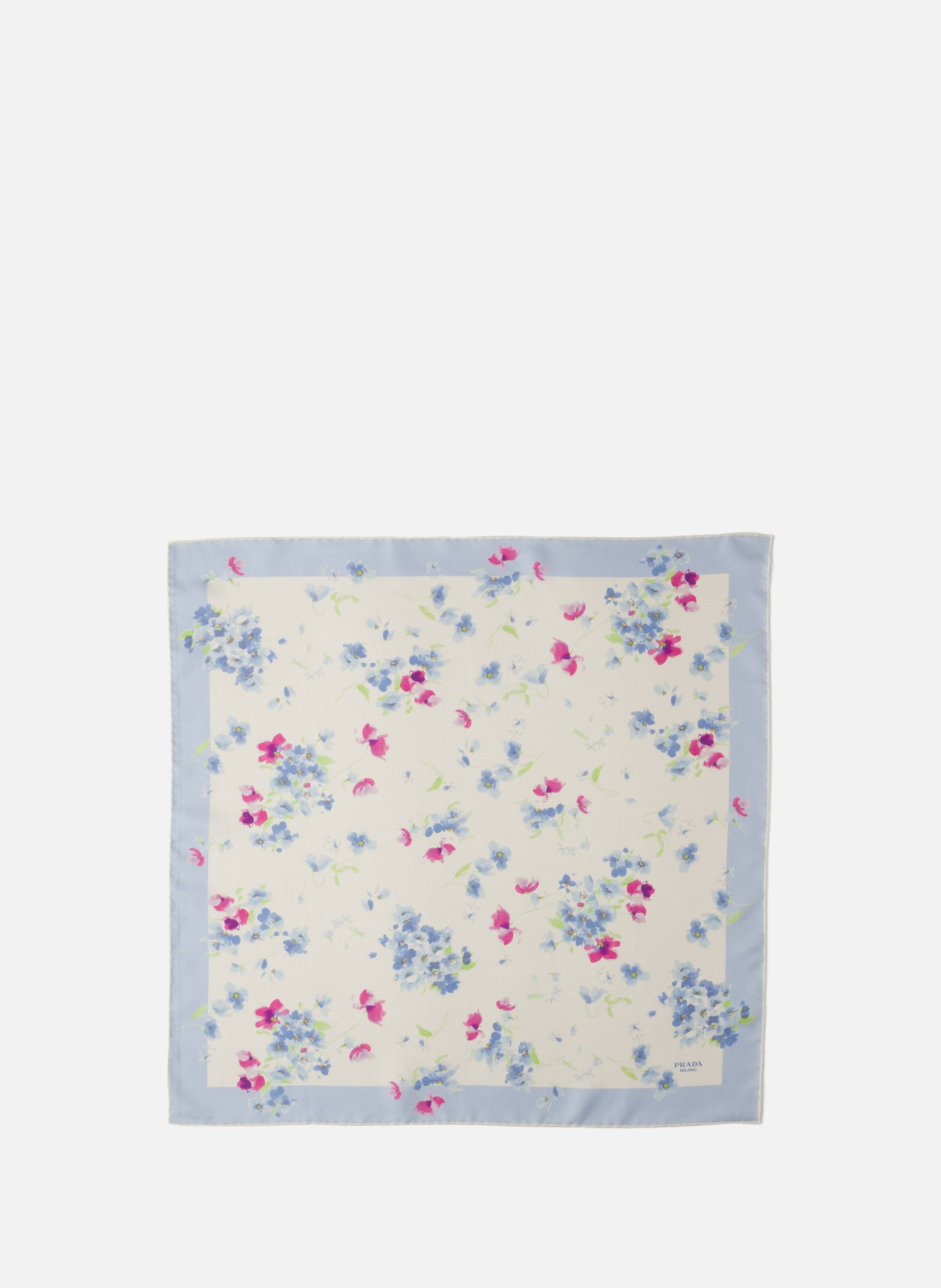 Écharpe en sergé de soie imprimé, 55 x 55 cm PRADA Rose