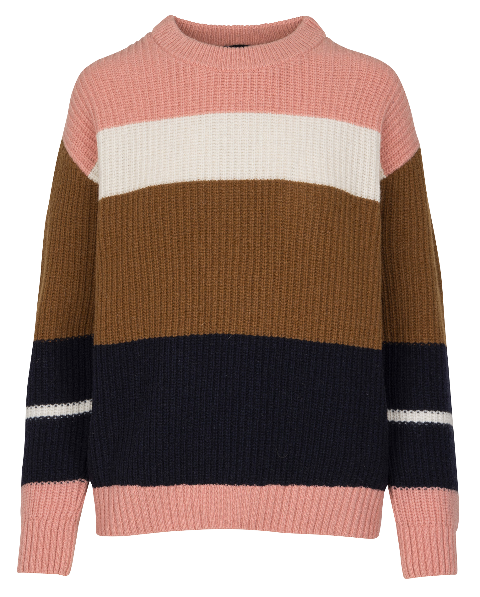 Pull col rond rayé en laine mélangée deauville ARMOR-LUX Marron